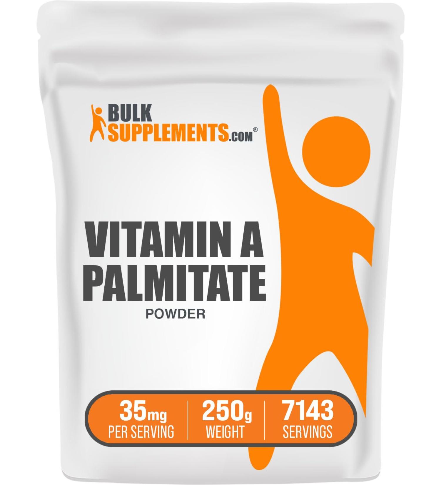 BulkSupplements.com Vitamin A Palmitate Powder - as Retinol Palmitate Vitamin A Supplement for Immune & Eye Support - Gluten Free 35mg per Serving 250g (8.8 oz) (Pack of 1) 8.8 Ounce (Pack of 1) - Buy Online on GoSupps.com