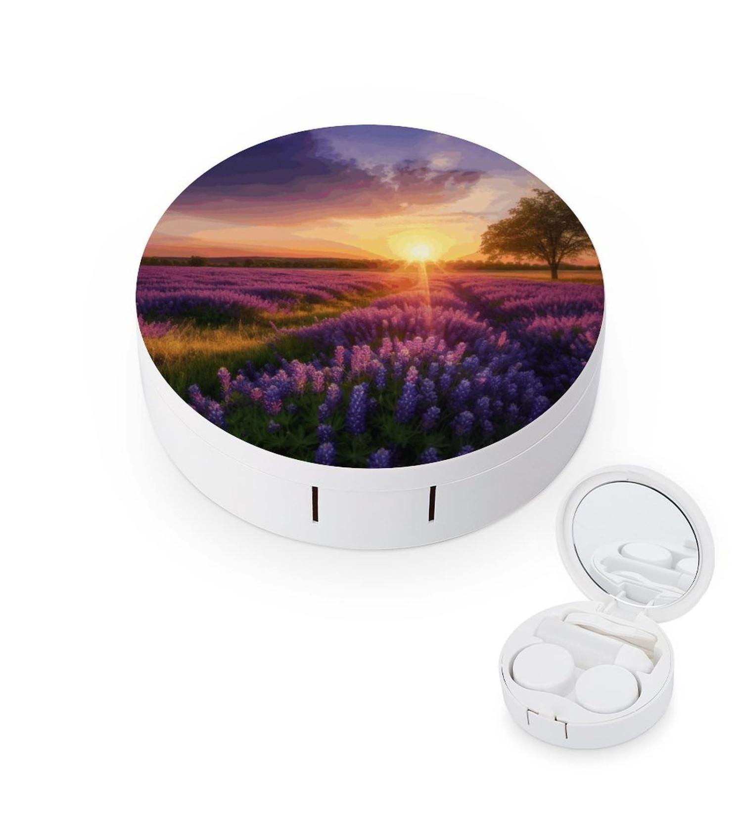 Buy Lavender Meadow Sunset Print Contact Lens Case | Best Travel & Care Box for Contact Lenses - International Shipping Available - Buy Online on GoSupps.com