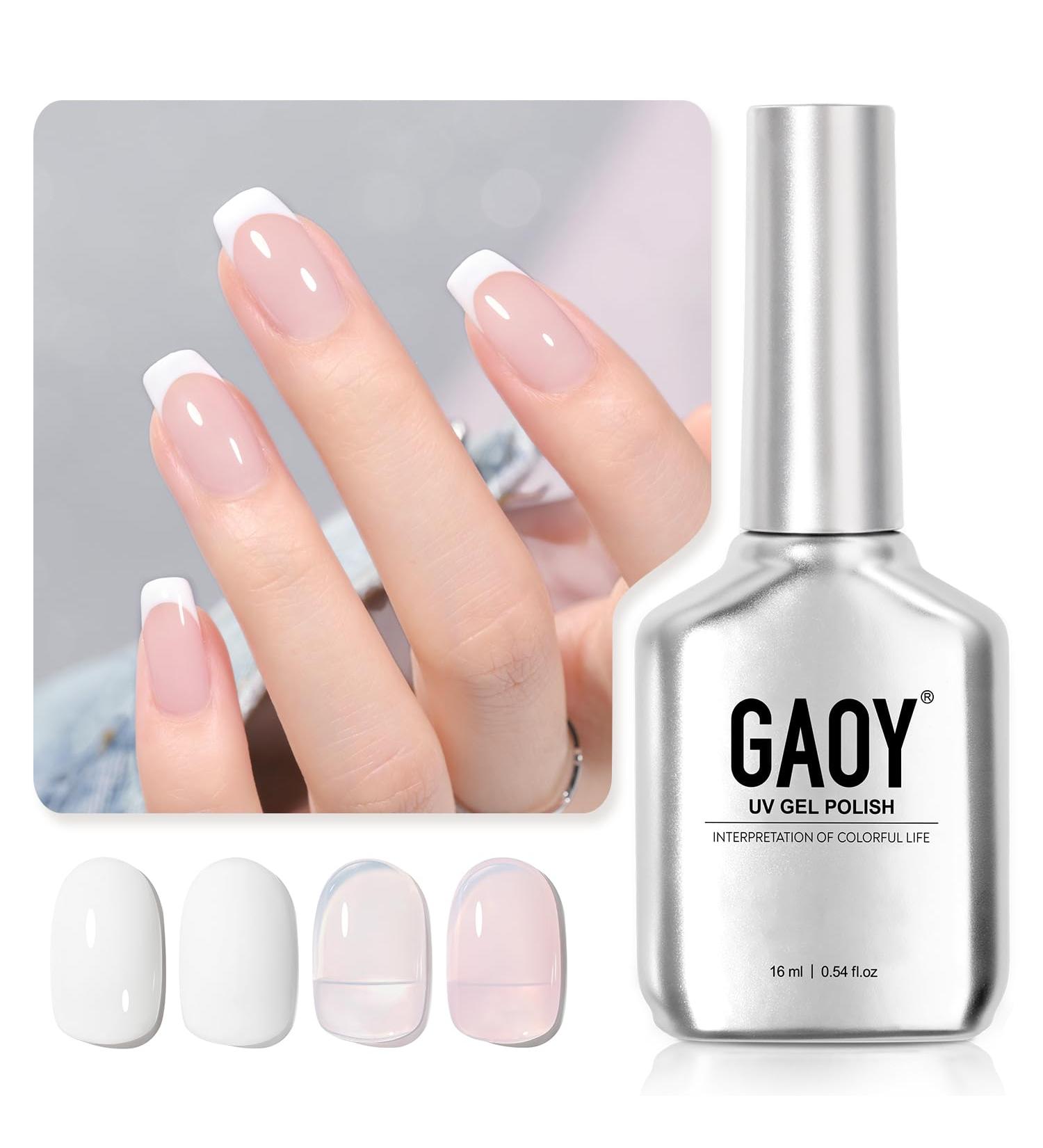 GAOY Jelly Pink & White Gel Nail Polish Set 16ml French Manicure DIY Soak Off UV Gel for Nail Art at Home - Pink Clouds 1352 1002 - Buy Online on GoSupps.com