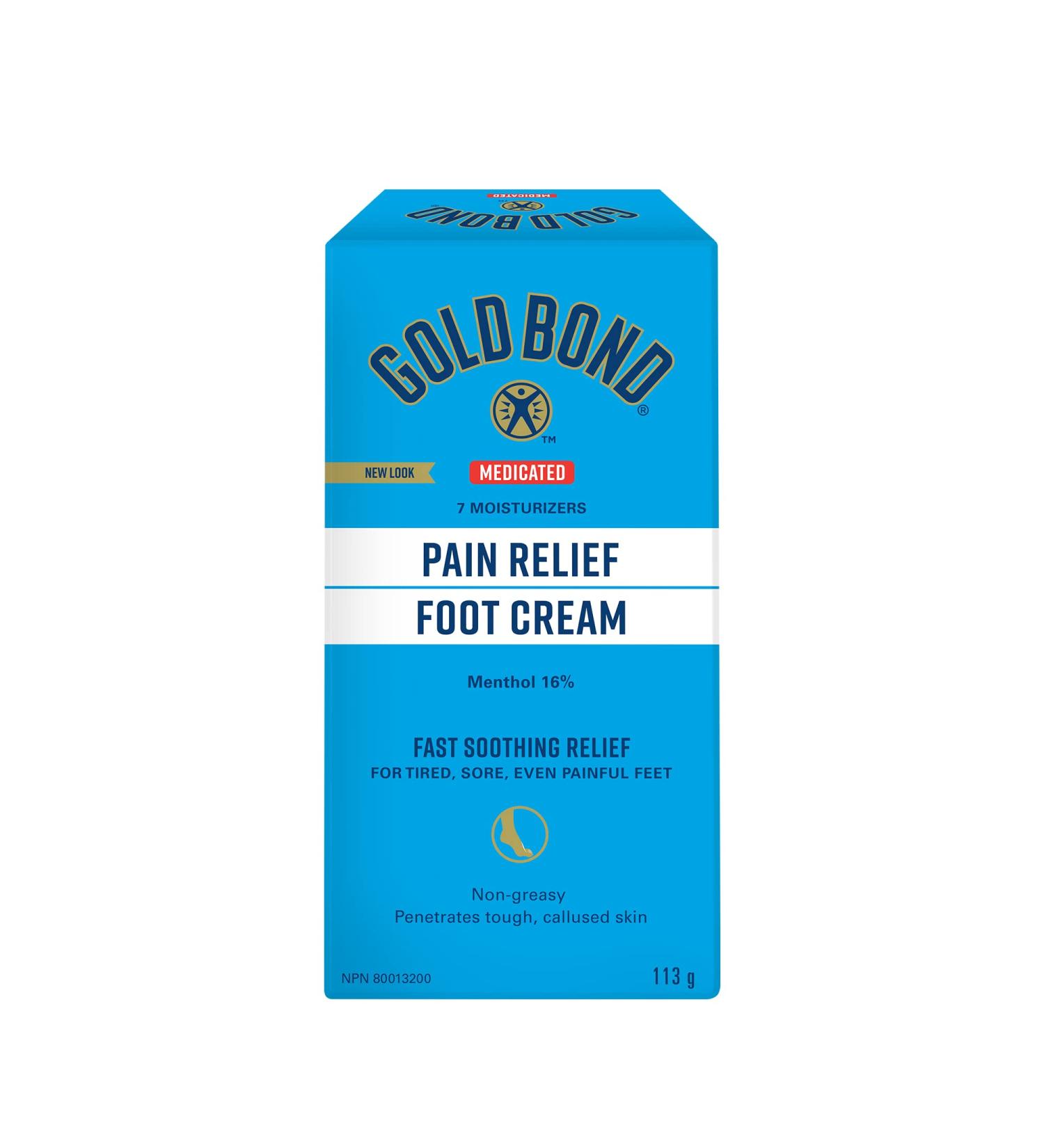 Gold Bond Medicated Pain Relief Foot Cream 113g Tube Foot Pain Relief Cream for Fast Temporary Relief of Minor Foot Pain Muscle and Joint Aches Associated with Arthritis Sprains and Strains - Buy Online on GoSupps.com