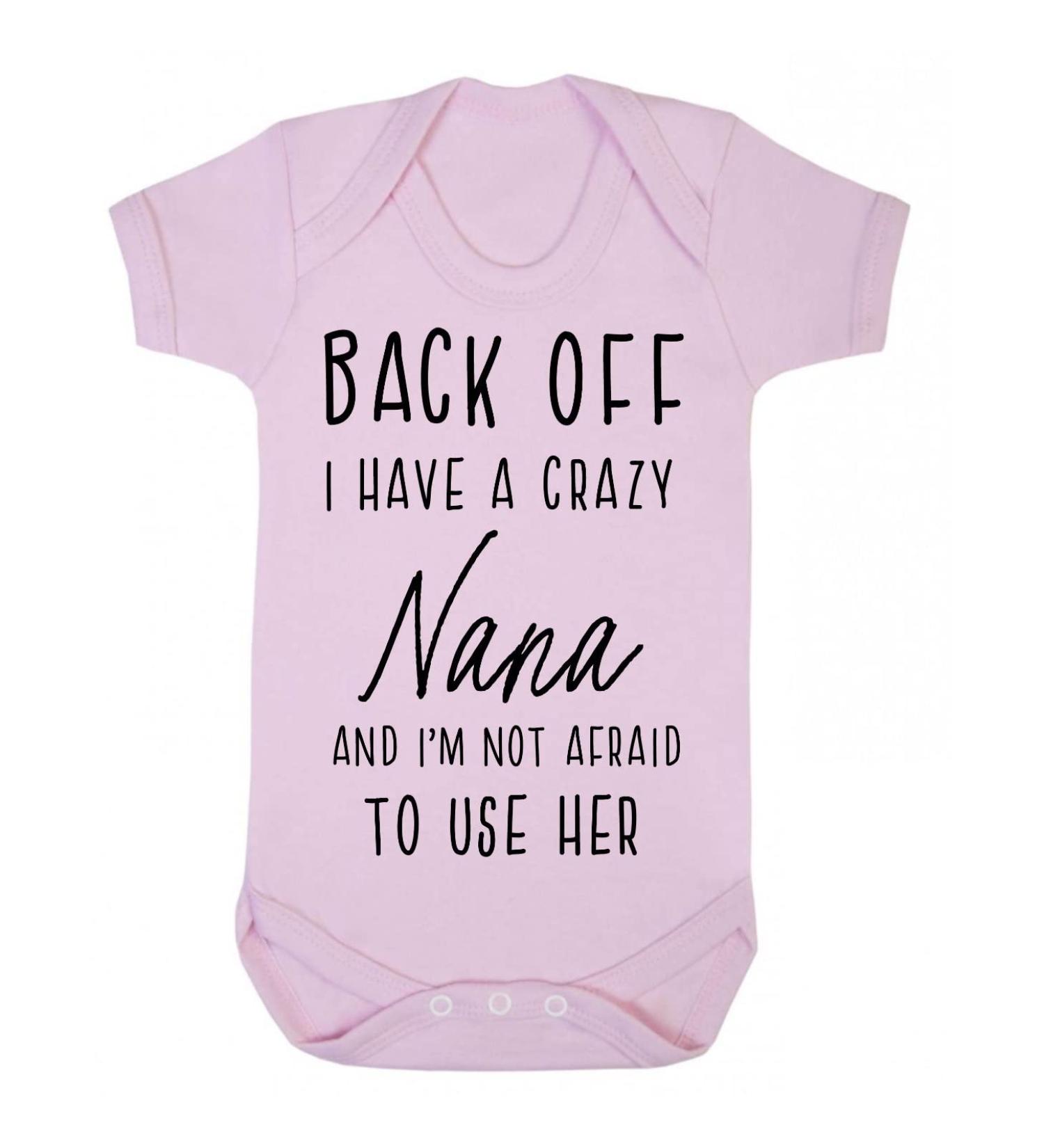 Miammo Crazy Nana Family Statement Baby Grow Vest (0-3 Months, Pastel Pink) - Buy Online on GoSupps.com