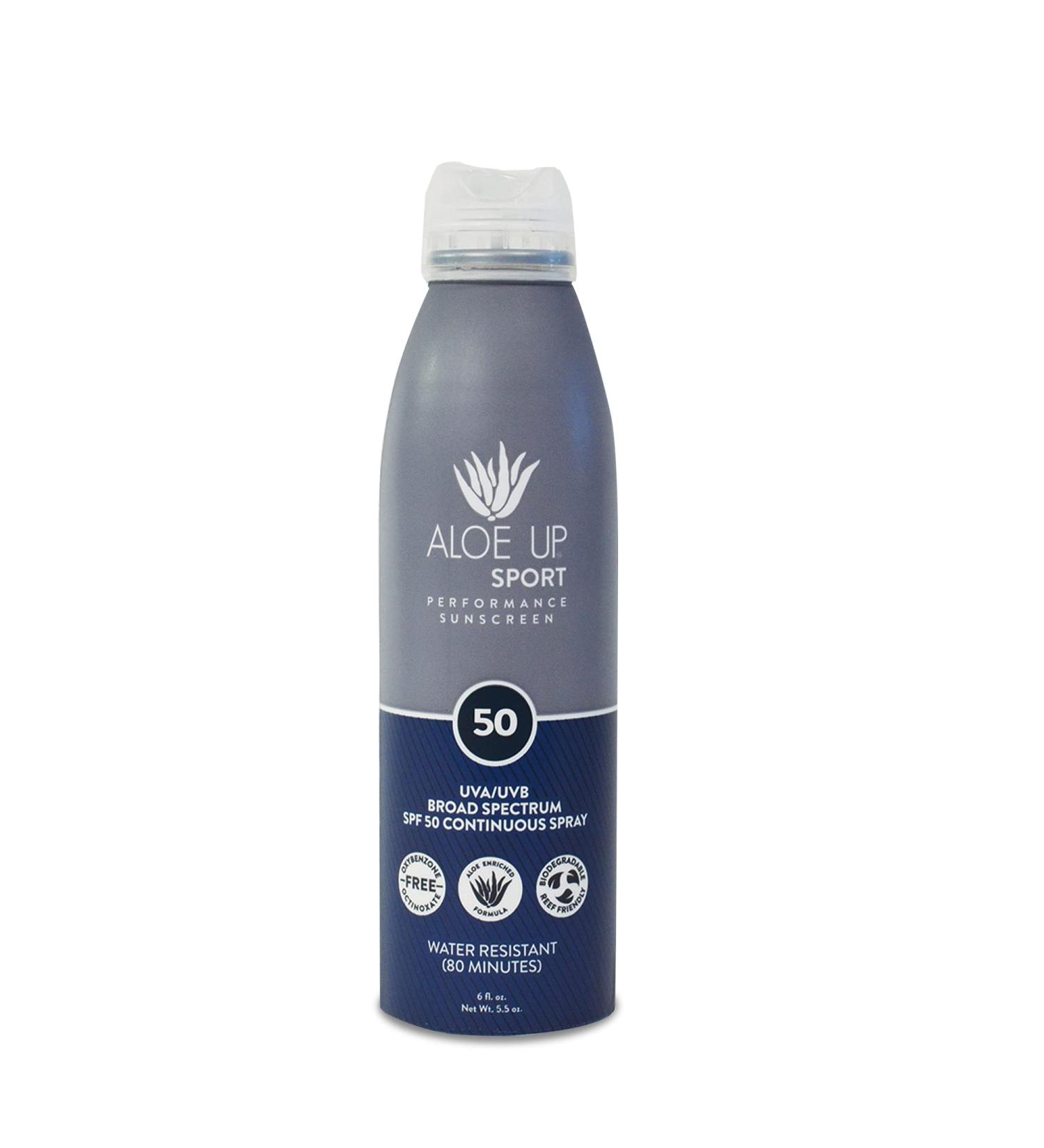 Aloe Up Sport SPF 50 Unscented Sunscreen Spray - 6 oz | Quick-Drying & Non-Greasy | Made in USA | Reef Safe Sun Protection - Buy Online on GoSupps.com