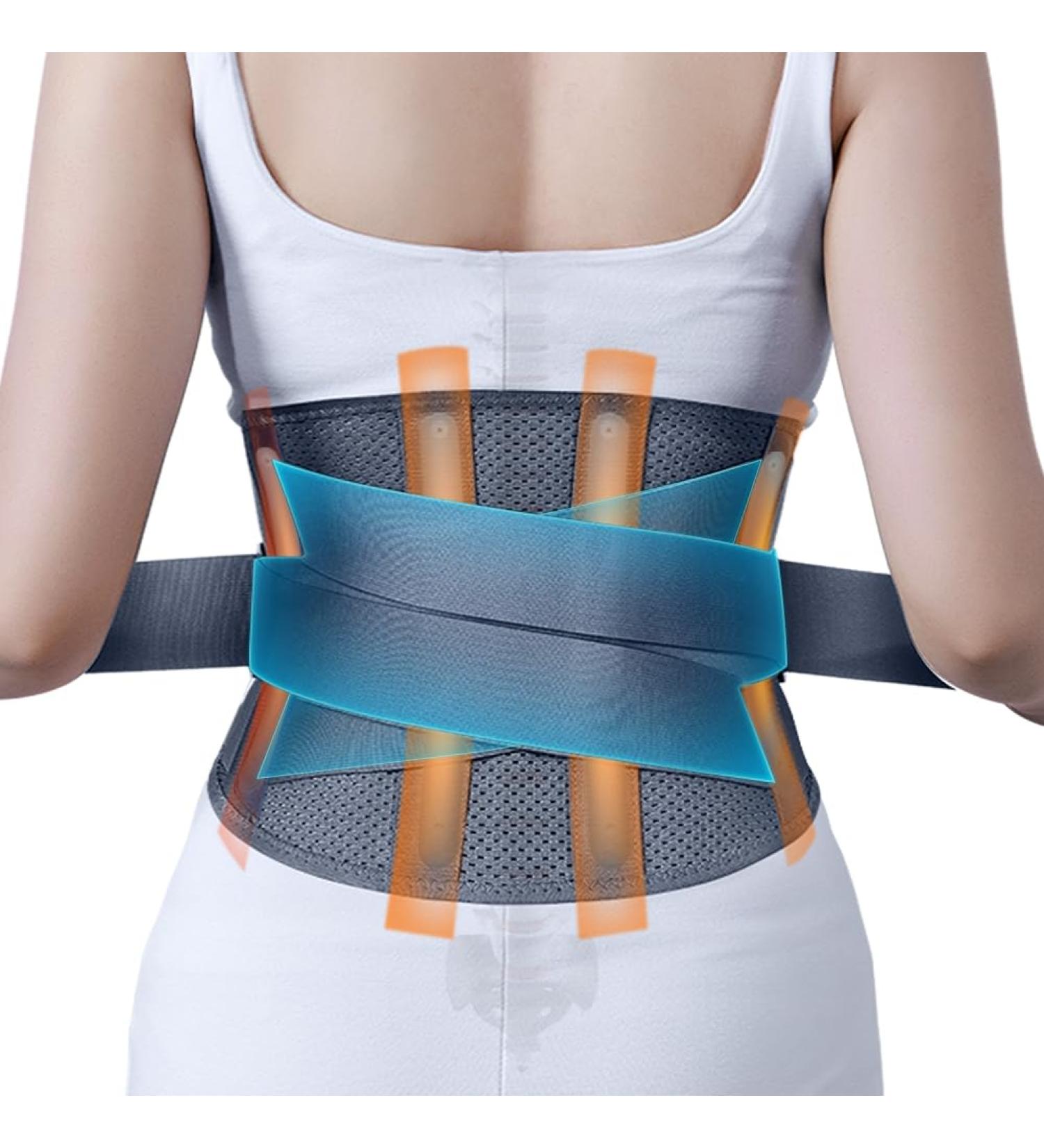 BigAlex Back Brace for Lower Back Pain Relief | Adjustable Lumbar Support Belt for Men & Women - Easy Fit with Metal Stays (L-Waist: 35-42 - Buy Online on GoSupps.com