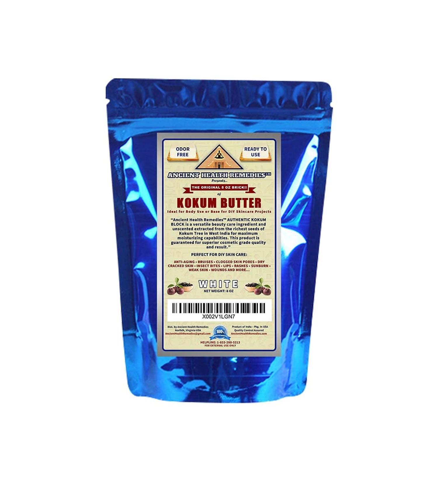 8 oz Cosmetic Grade Pure Kokum Butter Jar/Block | Odor-Free Alternative to Raw Soft Butters | Ideal Hard Base for DIY Balms, Creams, Candles | Hand Cream Ingredient from India - Buy Online on GoSupps.com