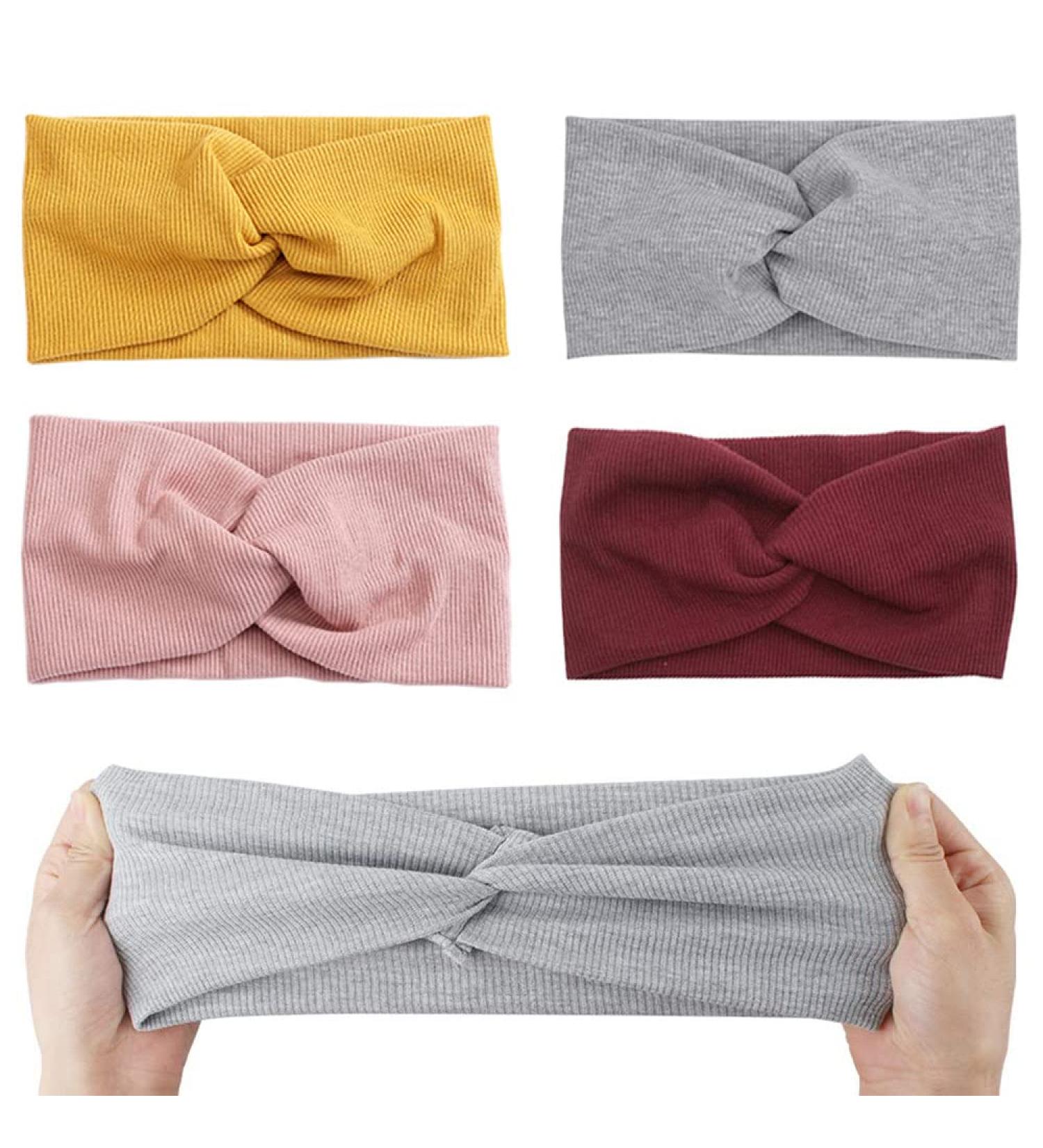 Shop 4-Piece Women s Cotton Elastic Headbands - Wide Cross Knot Sports & Yoga Hair Accessories - Buy Online on GoSupps.com