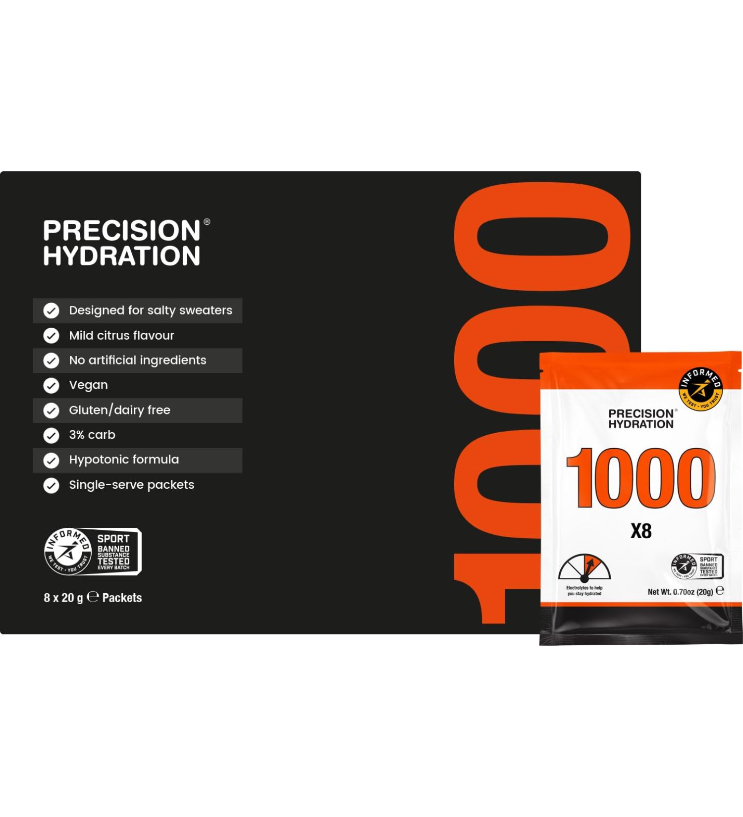 Precision Hydration Electrolyte Drink Mix | All Natural Multi Strength Powders | Individual Waterproof Servings | Gluten & Dairy Free | Orange Packet Pack of 8 - Buy Online on GoSupps.com