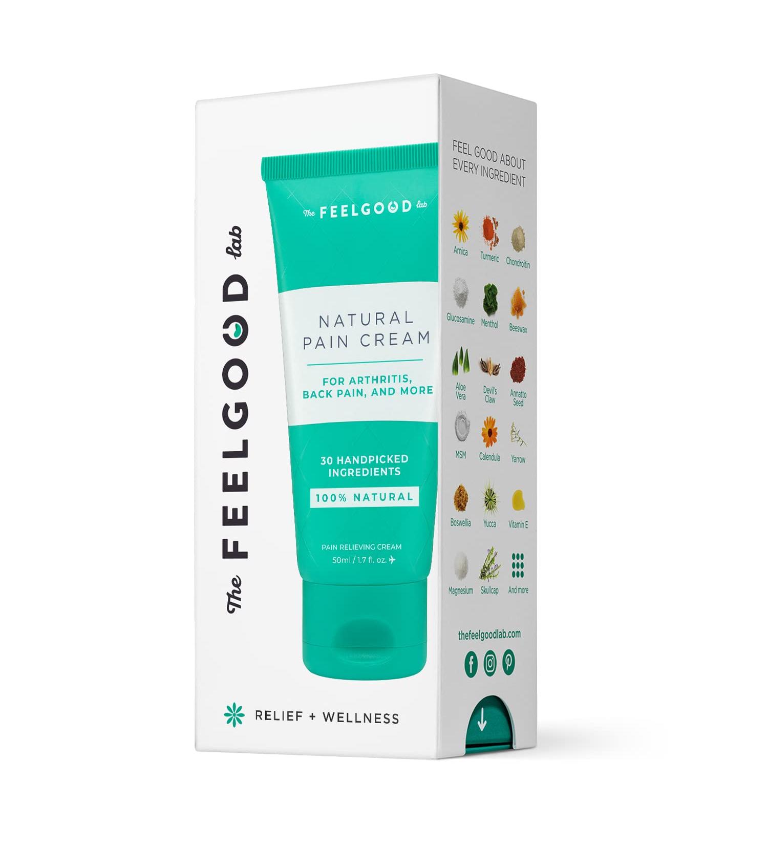Feel Good Lab Natural Pain Cream - Powerful Relief for Arthritis, Lower Back, Neck, Joint, and Knee Pain - 1.7oz - Buy Online on GoSupps.com