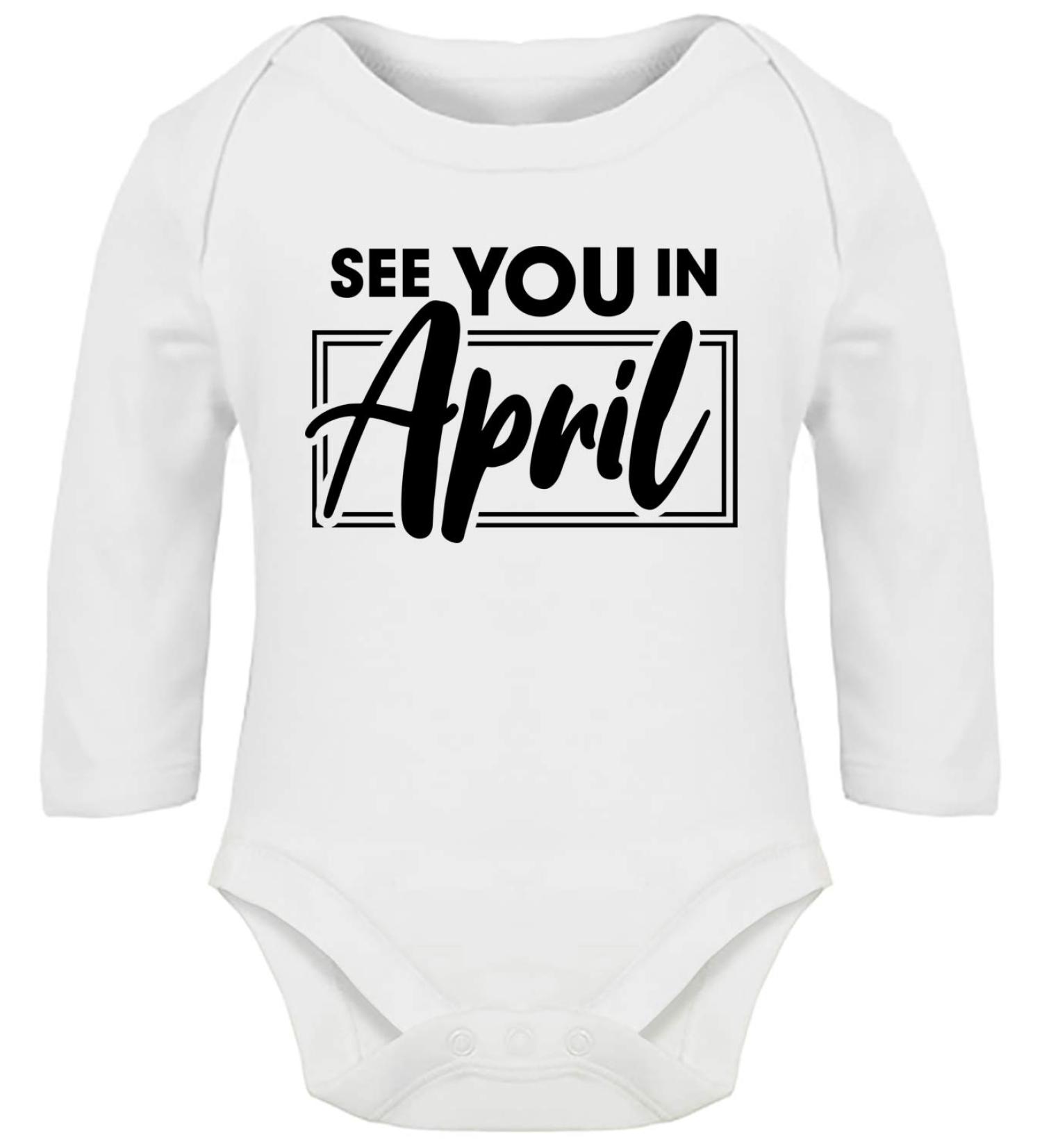 Hippowarehouse See You in April Baby Vest Bodysuit (Long Sleeve) Boys Girls