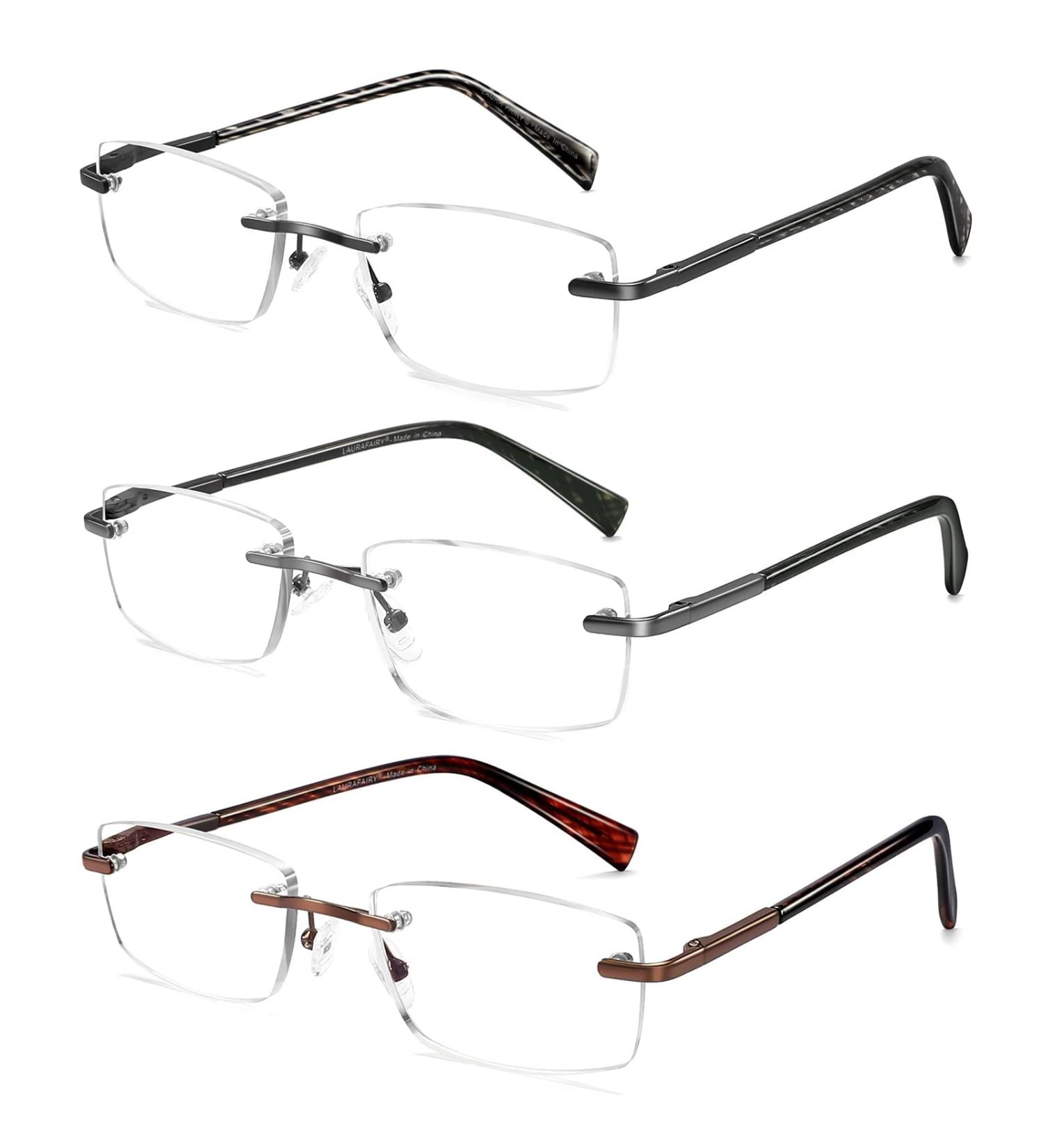 Rimless Reading Glasses 1.25x for Men & Women - Anti-UV Blue Light Blocker HD Clarity Spring Hinge - 3 Colors Available - Buy Online on GoSupps.com