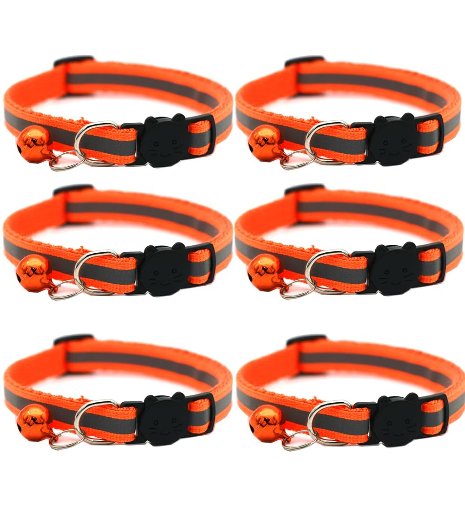Hepplly 6-Pack Reflective Cat Collars Quick Release with Bell - Orange Kittens | International Shipping - Buy Online on GoSupps.com