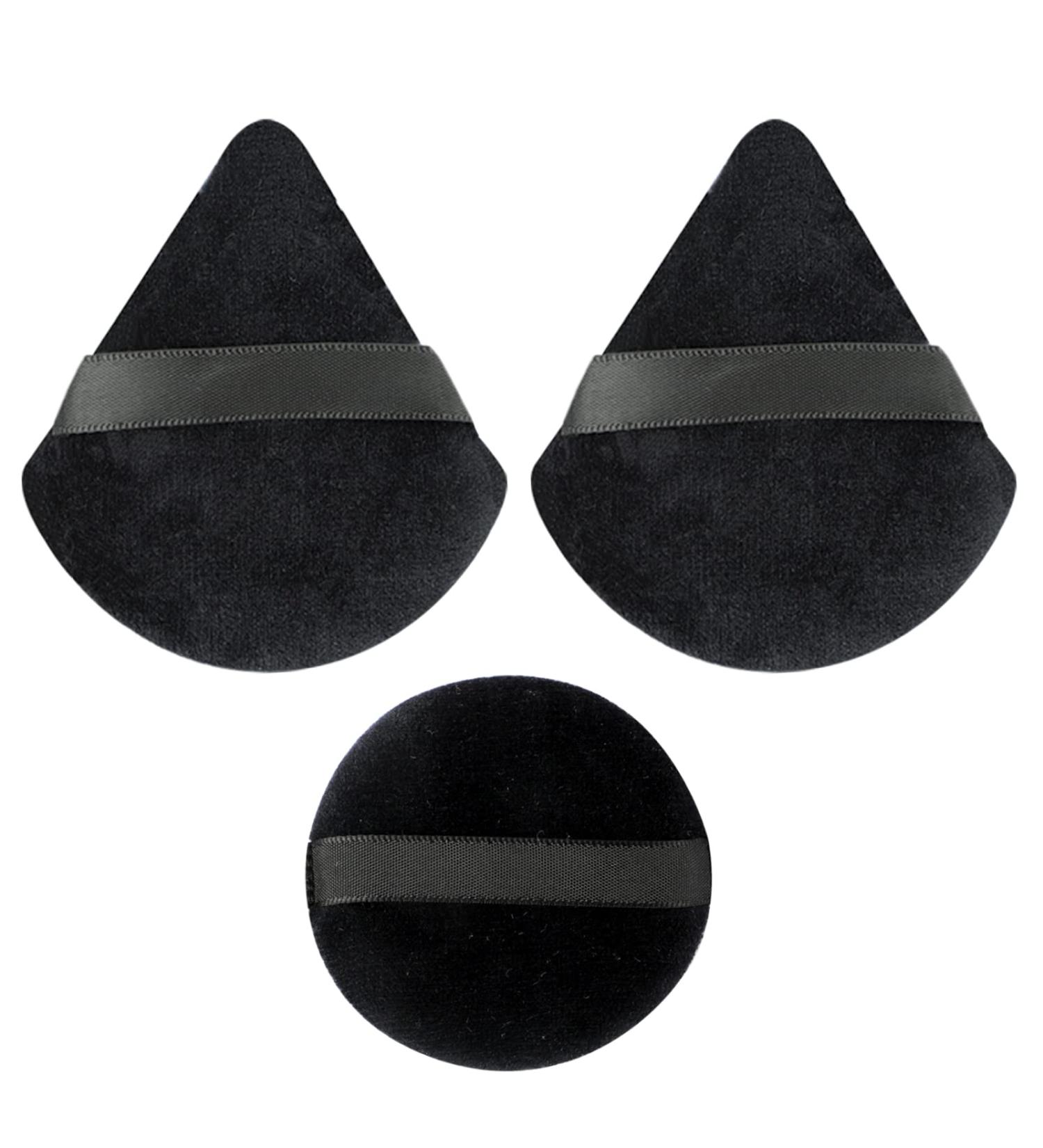 Wellehomi Makeup Powder Puffs Triangle Velour Powder Puffs with Round Powder Puffs Apply for Daily Makeup Such as Foundation Cream Blush (Black) Black 3pcs - Buy Online on GoSupps.com