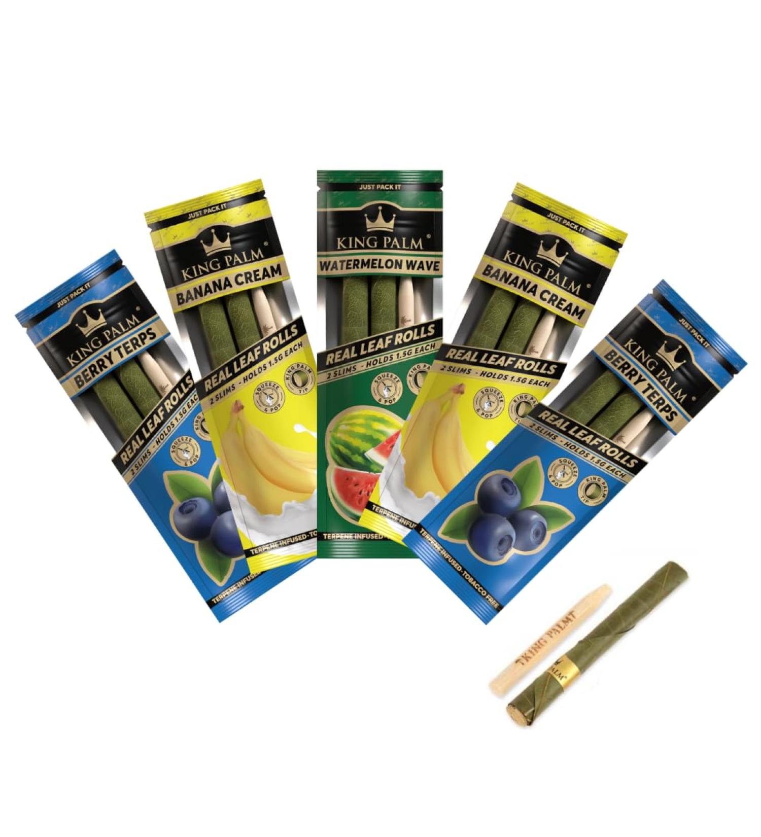 King Palm | 10 Flavoured Pre Rolled Cones | 5 Pouches Multipack (Slims) 1.5g - (3 Flavours Included) - Buy Online on GoSupps.com