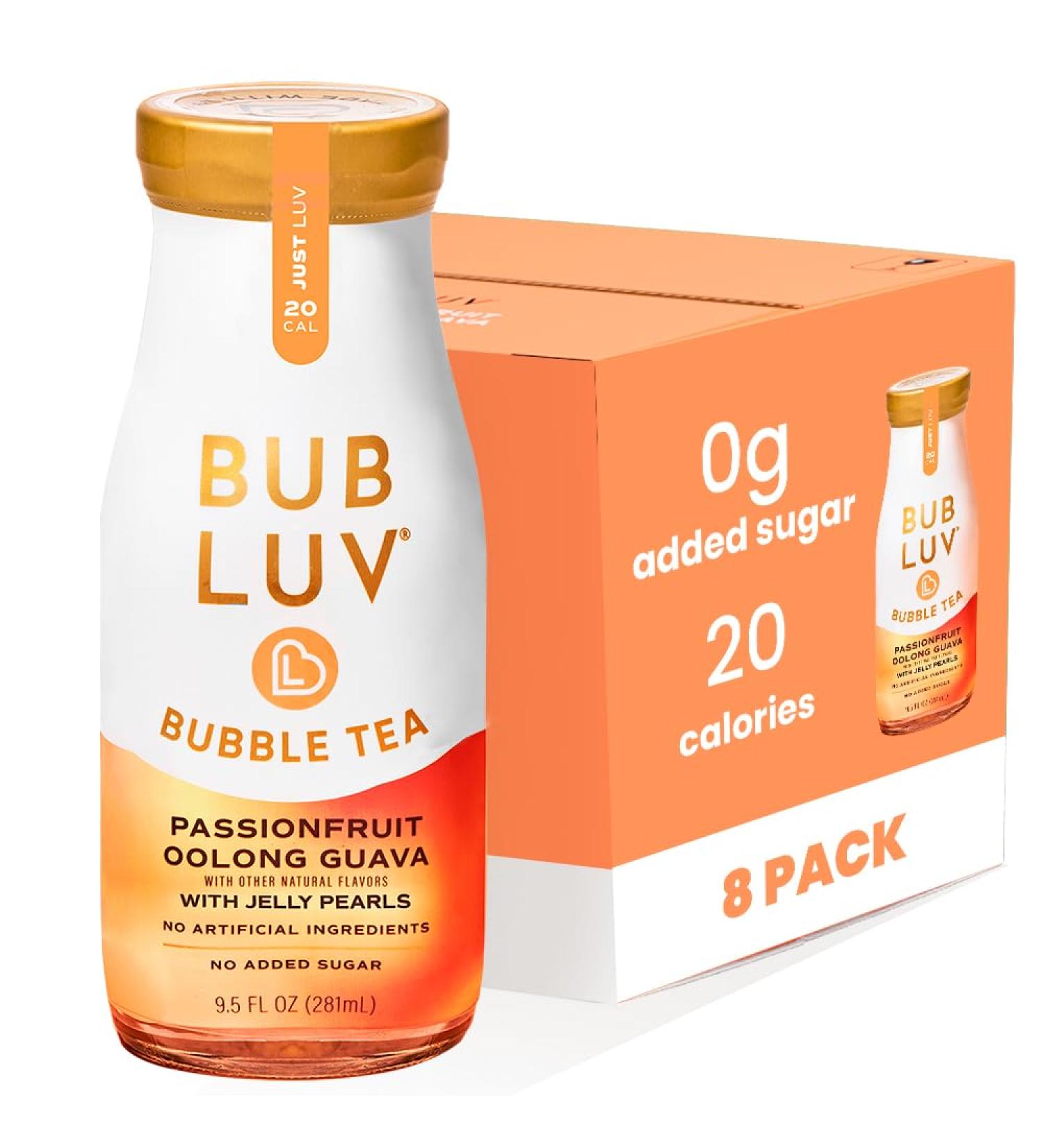 Buy BUBLUV Low Sugar Bubble Tea - Passionfruit Oolong Guava with Low-Carb Jelly Pearls | Ready-to-Drink Boba Fruit Tea - 8 Pack (9.5 fl oz Bottles) - Low Calorie & Low Sugar Drinks - Buy Online on GoSupps.com