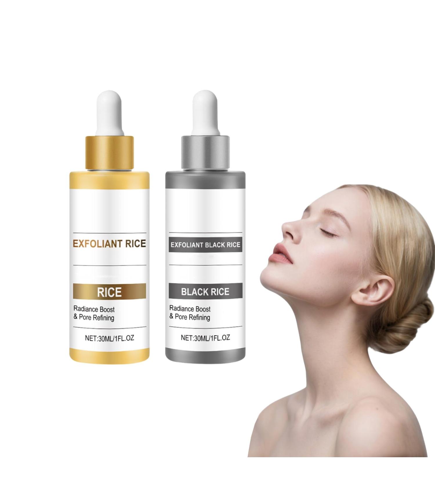 S rum exfoliant au riz noir et au riz blanc - Duo exfoliant doux pour le visage et le corps minimise les pores et hydrate en profondeur limine les cellules mortes de la peau 30ml (2 bouteilles) - Buy Online on GoSupps.com