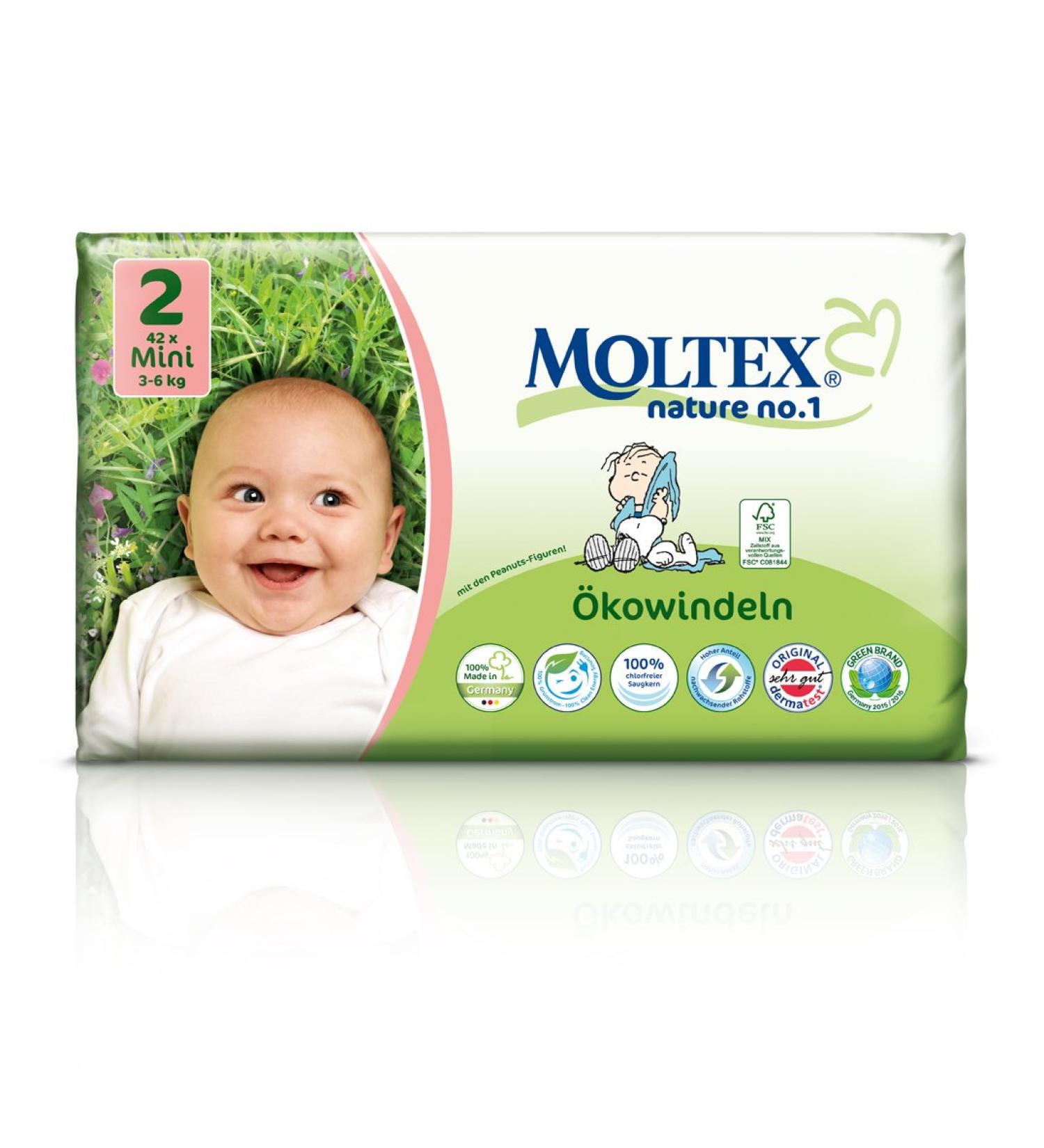 Moltex Nature No. 1 eco diapers size 2 (mini) 3-6 kg (1 x 42 diapers)
