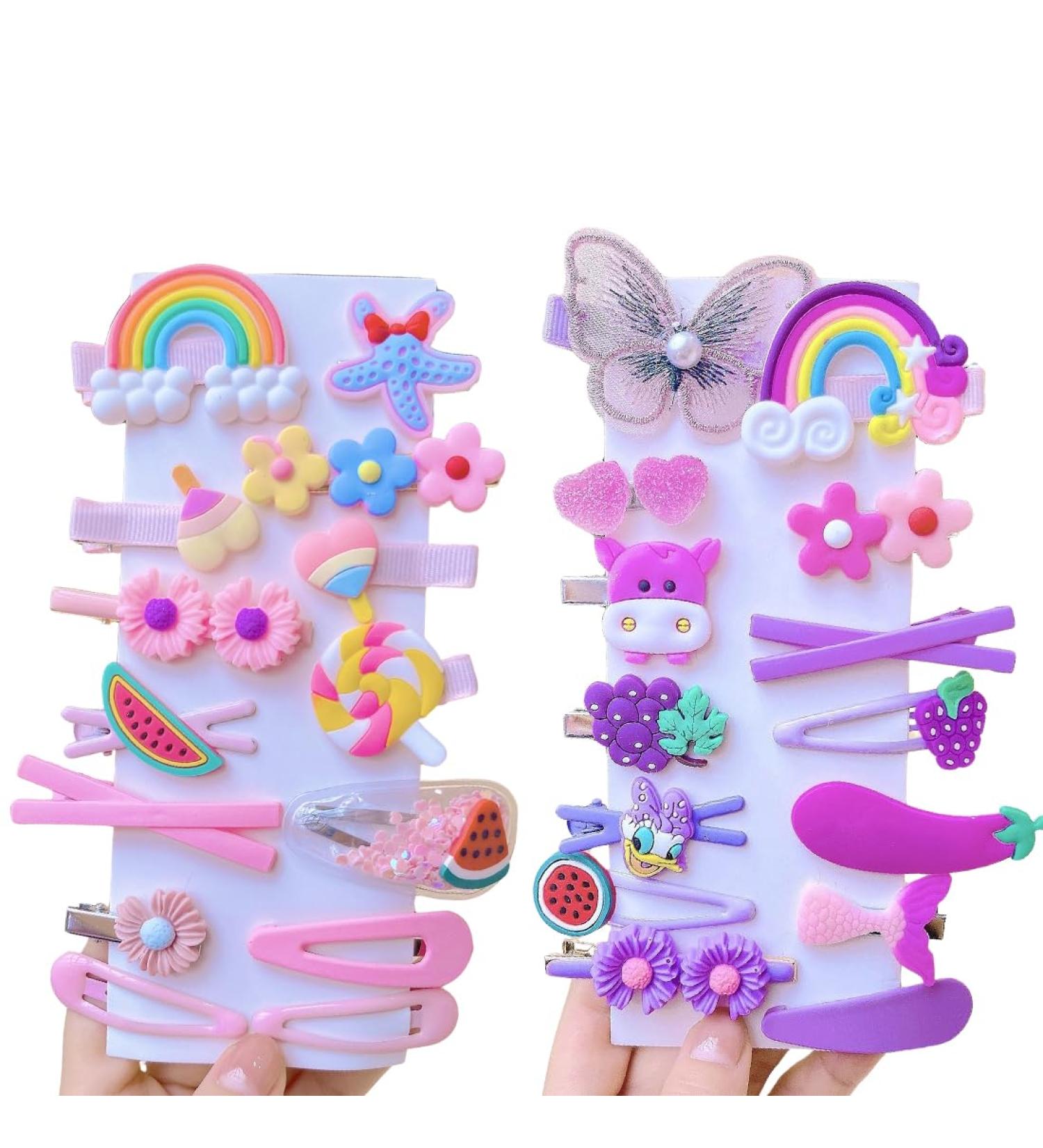28 Pcs Cartoon Hair Clips for Girls - Cute Rainbow Barrettes & Accessories for Kids | Perfect Birthday & Christmas Gift - Buy Online on GoSupps.com