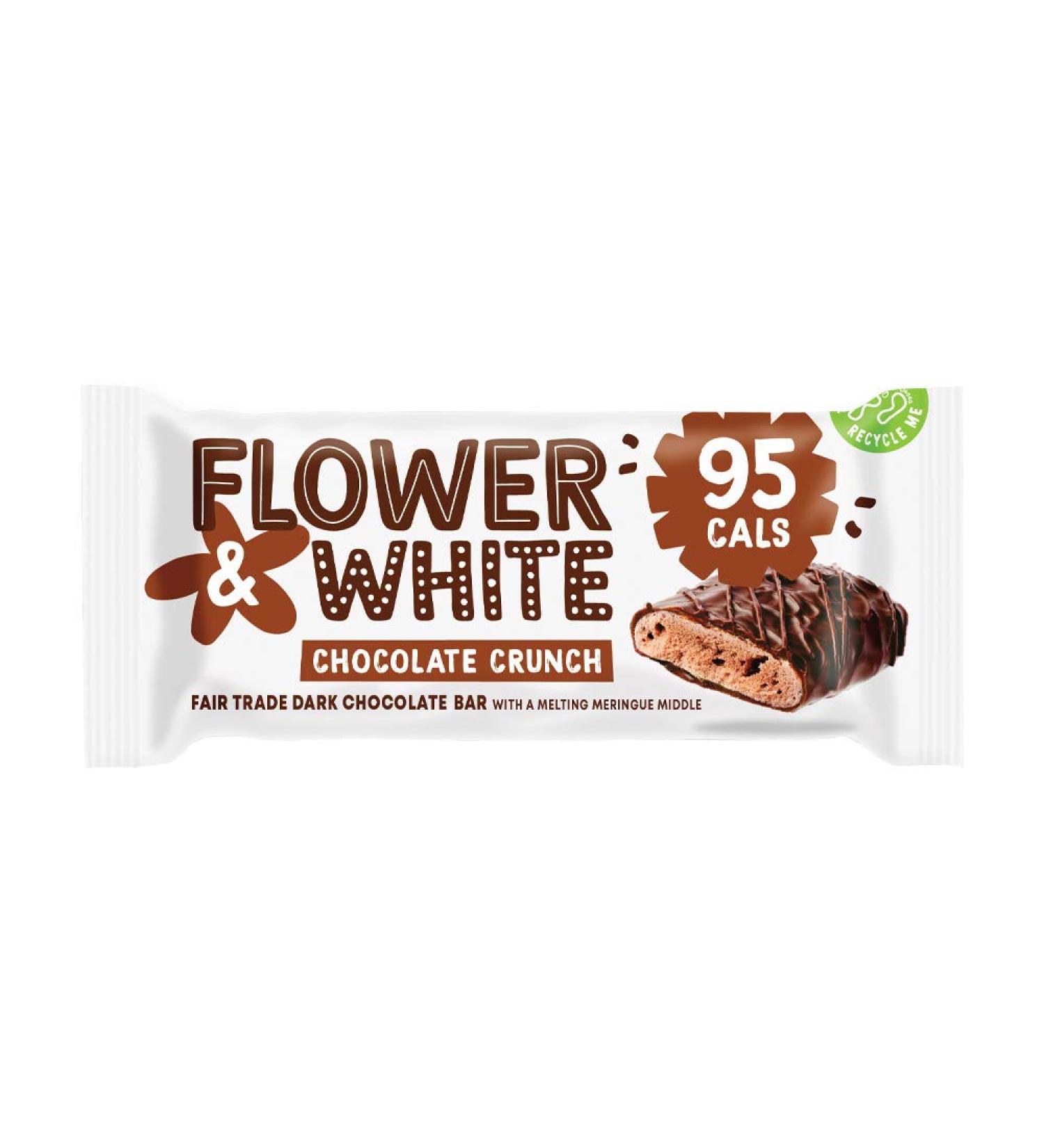 Flower & White - Barre de crunch au chocolat Bo te de 12 Moins de 100 calories pr t l'emploi sans gluten v g tarien