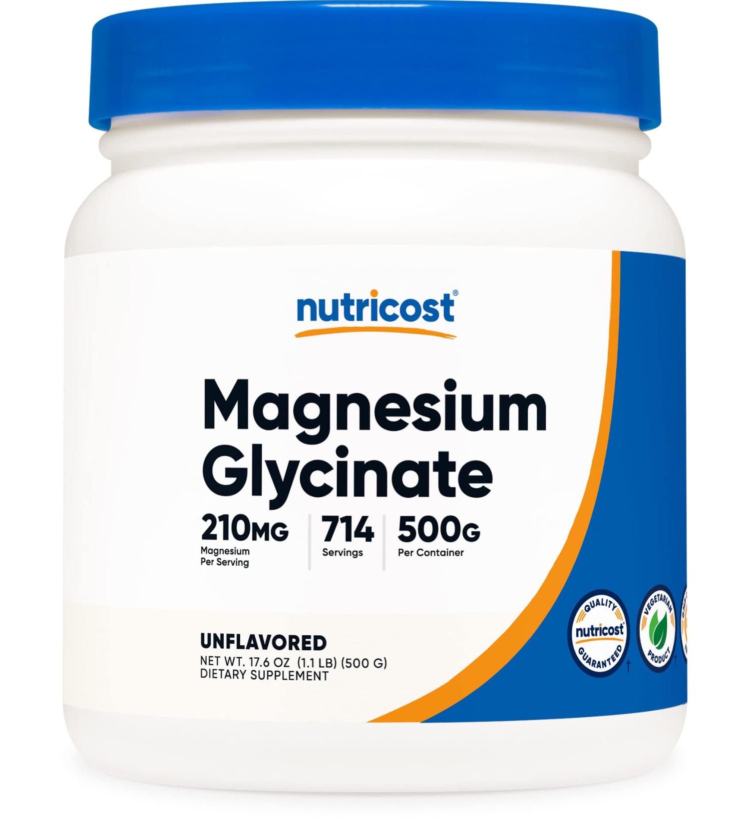 Nutricost Magnesium Glycinate Powder - Unflavored 500g (1 Pack) - Buy Online on GoSupps.com