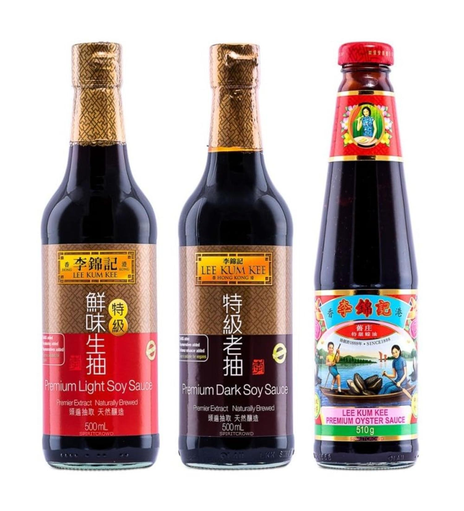 LKK Lee Kum Kee Premium Sauce Cooking Set - Light and Dark Soy Sauce 500ml + Oyster Sauce 510g - Buy Online on GoSupps.com