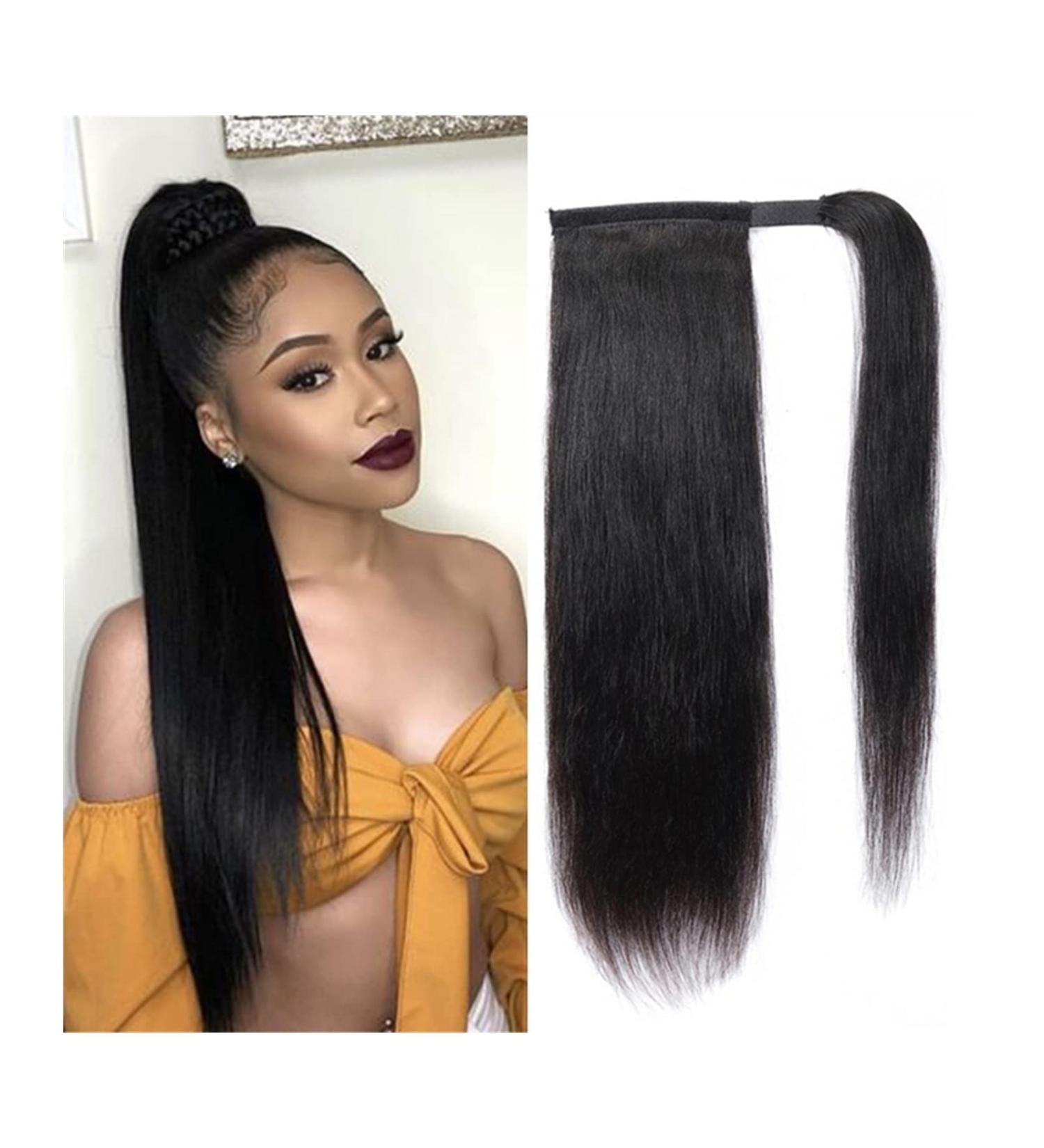 Ponytail Extension 12-26 Inch Wrap Around Ponytail Hair Straight Ponytail Extension Real Human Hair Extensions Natural Black Clip in Brazilian Remy Ponytail Hairpieces Hair Extensions Ponytail(20inche 20inches 120g Straight - Buy Online on GoSupps.com