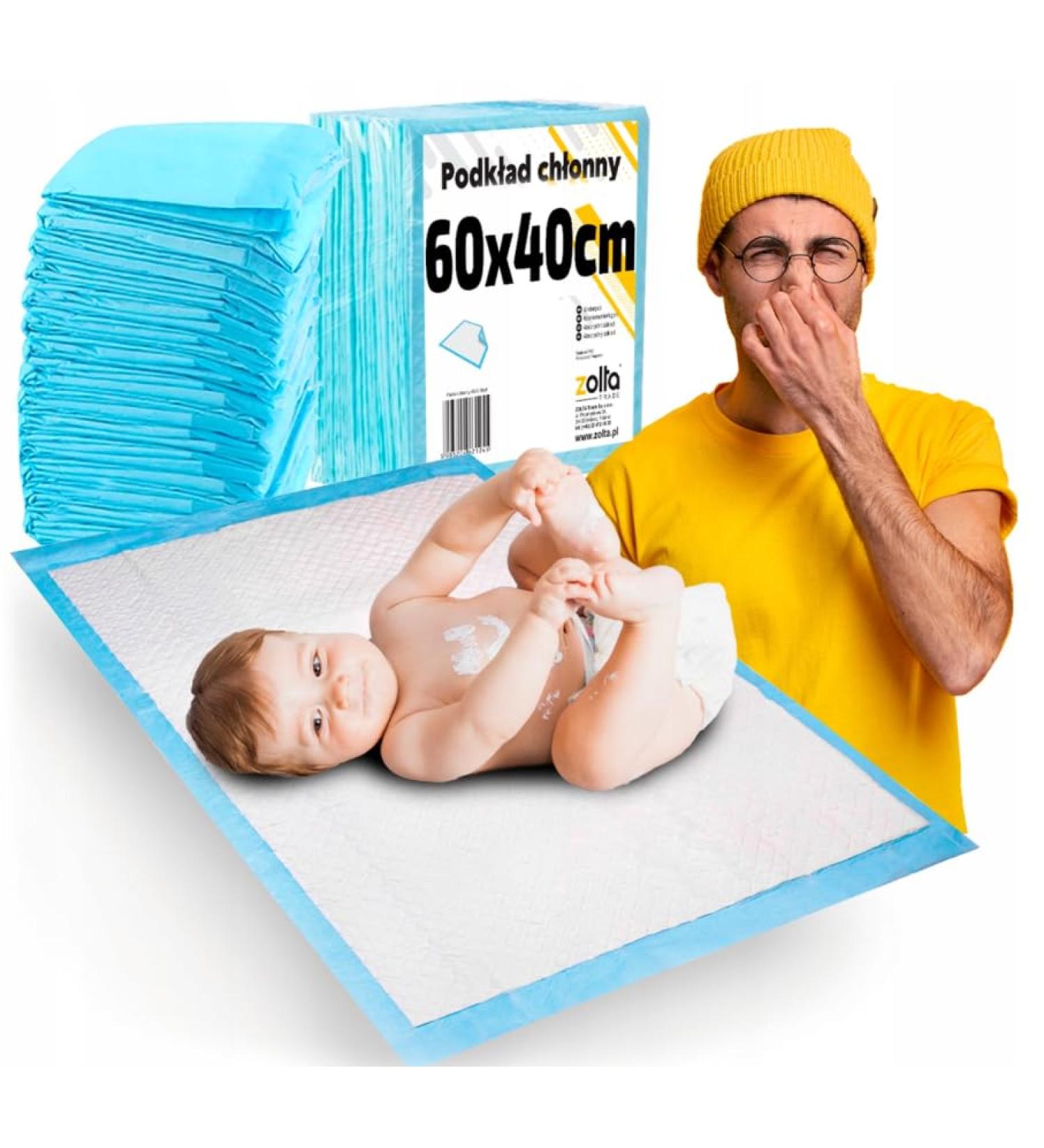 Zolta Baby Newborn Incontinence Wrap Pads - 60x40 cm 50 Pieces Soft & Leak-Proof Diapers Fast Absorbing Insoles for Babies - Shop Now! - Buy Online on GoSupps.com