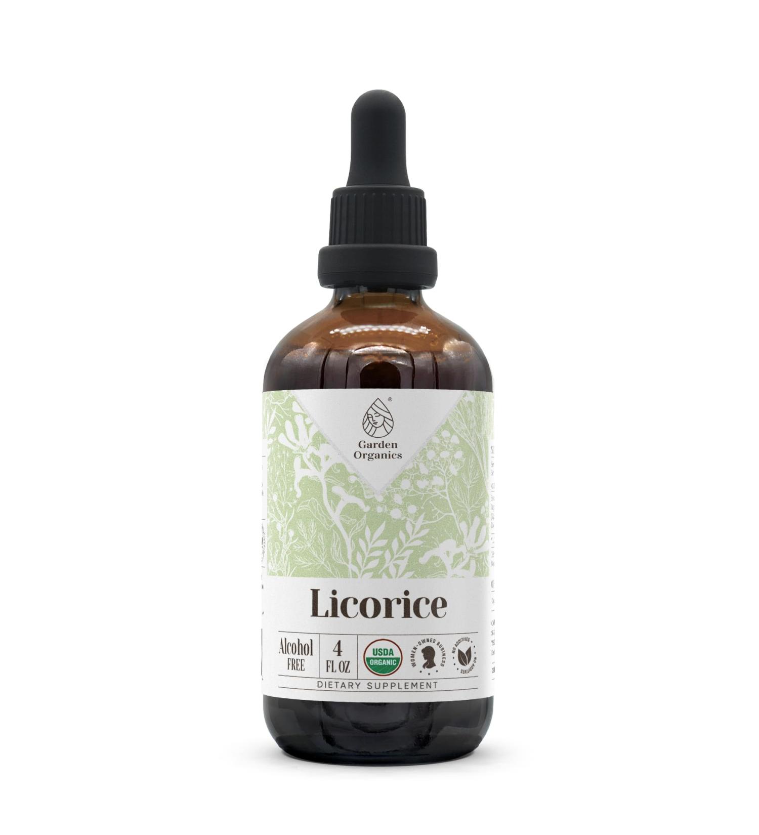 Licorice USDA Organic Alcohol-Free Extract | Dietary Supplement, High-Potency Tincture | Natural Certified Organic Licorice (Glycyrrhiza Glabra) Dried Root (4 oz) 4 Fl Oz (Pack of 1) - Buy Online on GoSupps.com