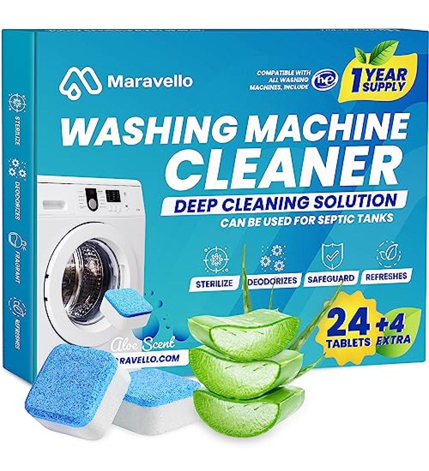 Maravello Washing Machine Cleaner Tablets - 28 Count Aloe Vera | Mold & Stain Remover for Front & Top Load Washers | 14-Month Supply - Buy Online on GoSupps.com