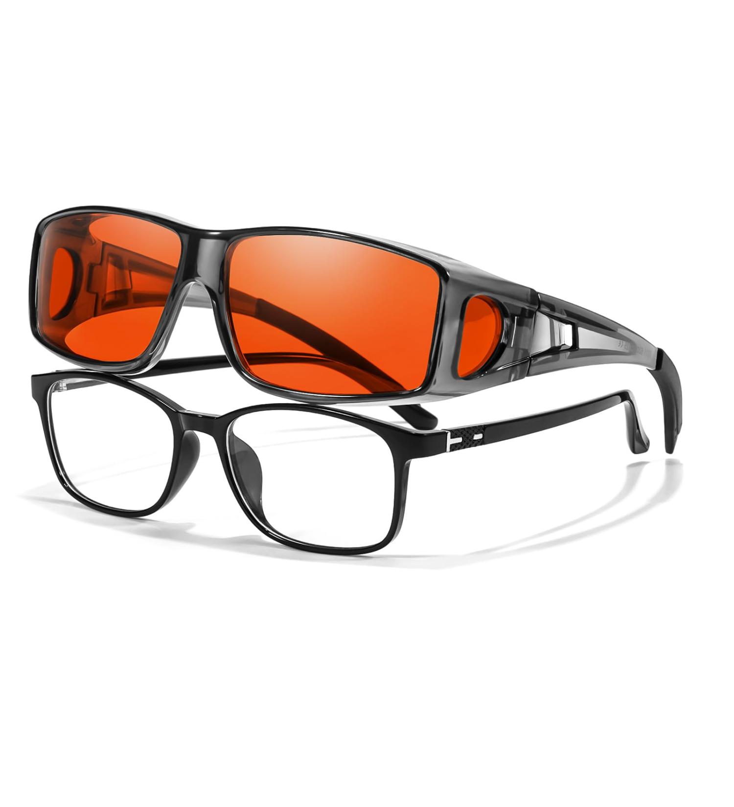 LVIOE Fit Over Blue Light Blocking Glasses for Men & Women - Anti-Blue Light 99% - Reduce Eyestrain & Sleep Better - LB0311M A02 Grey Orange - Buy Online on GoSupps.com