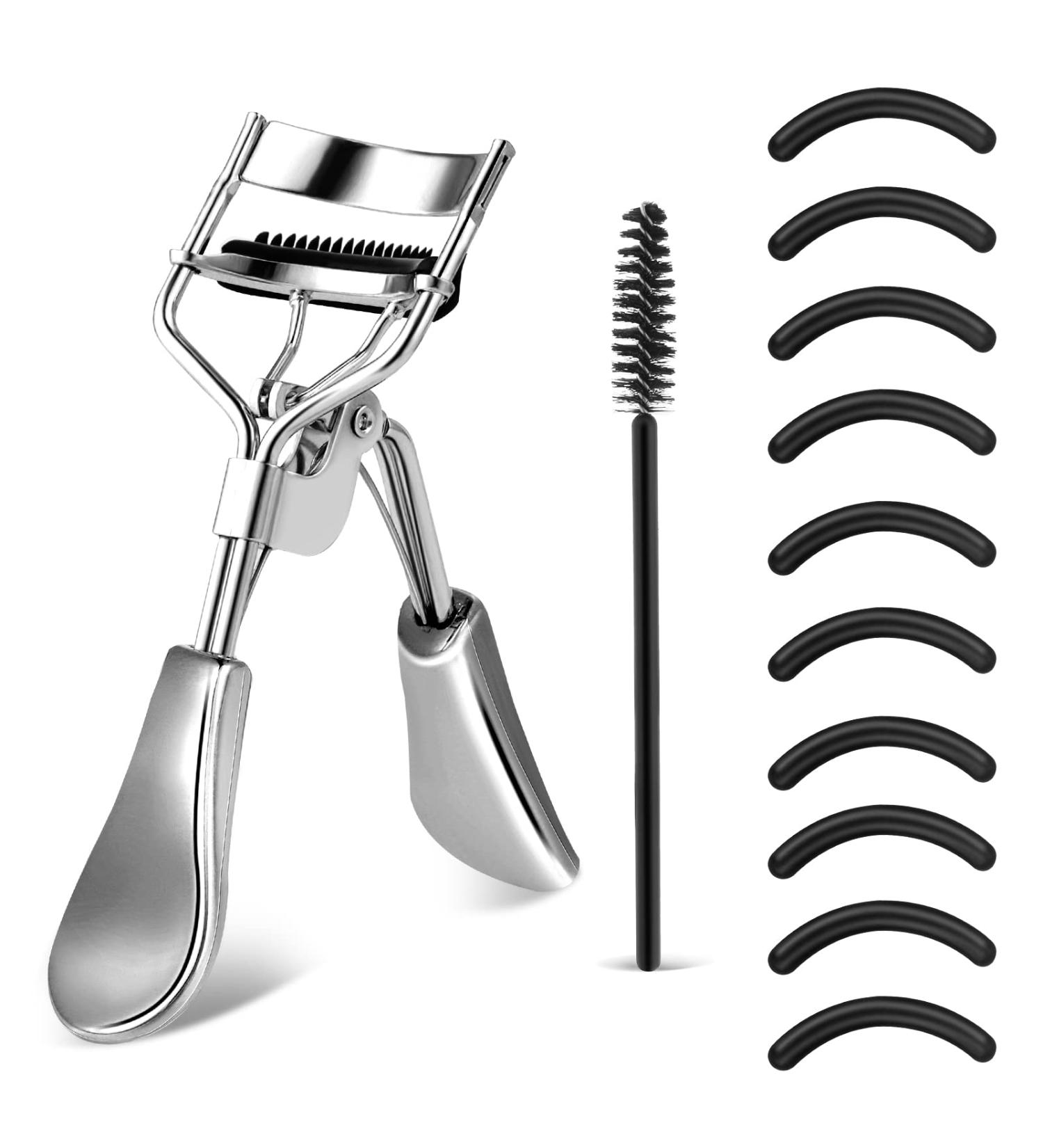 Buy Wllhyf Professional Eyelash Pliers Kit - Metal Makeup Tool with Built-in Comb & 10 Replacement Pads for Dramatically Curved Eyelashes (Silver) - International Shipping Available - Buy Online on GoSupps.com