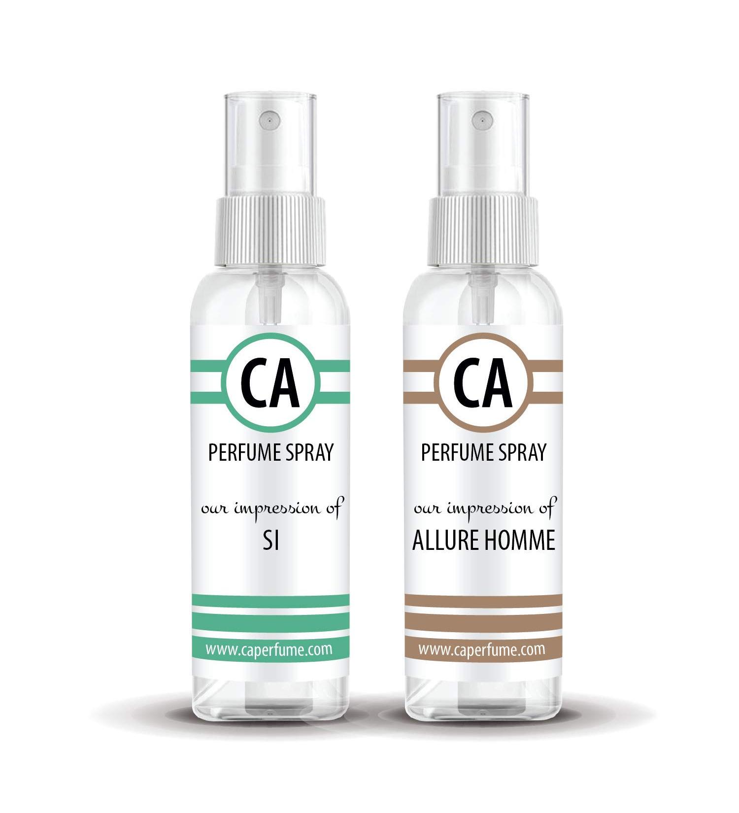 CA Perfume Impression of (Si + Allure Homme) Travel Size Sample Fragrance Refillable Atomizer Long Lasting Eau de Parfum (Cologne) Sprayer / 2 Fl Oz/ 60 ml Si + Allure Homme Impression - Buy Online on GoSupps.com