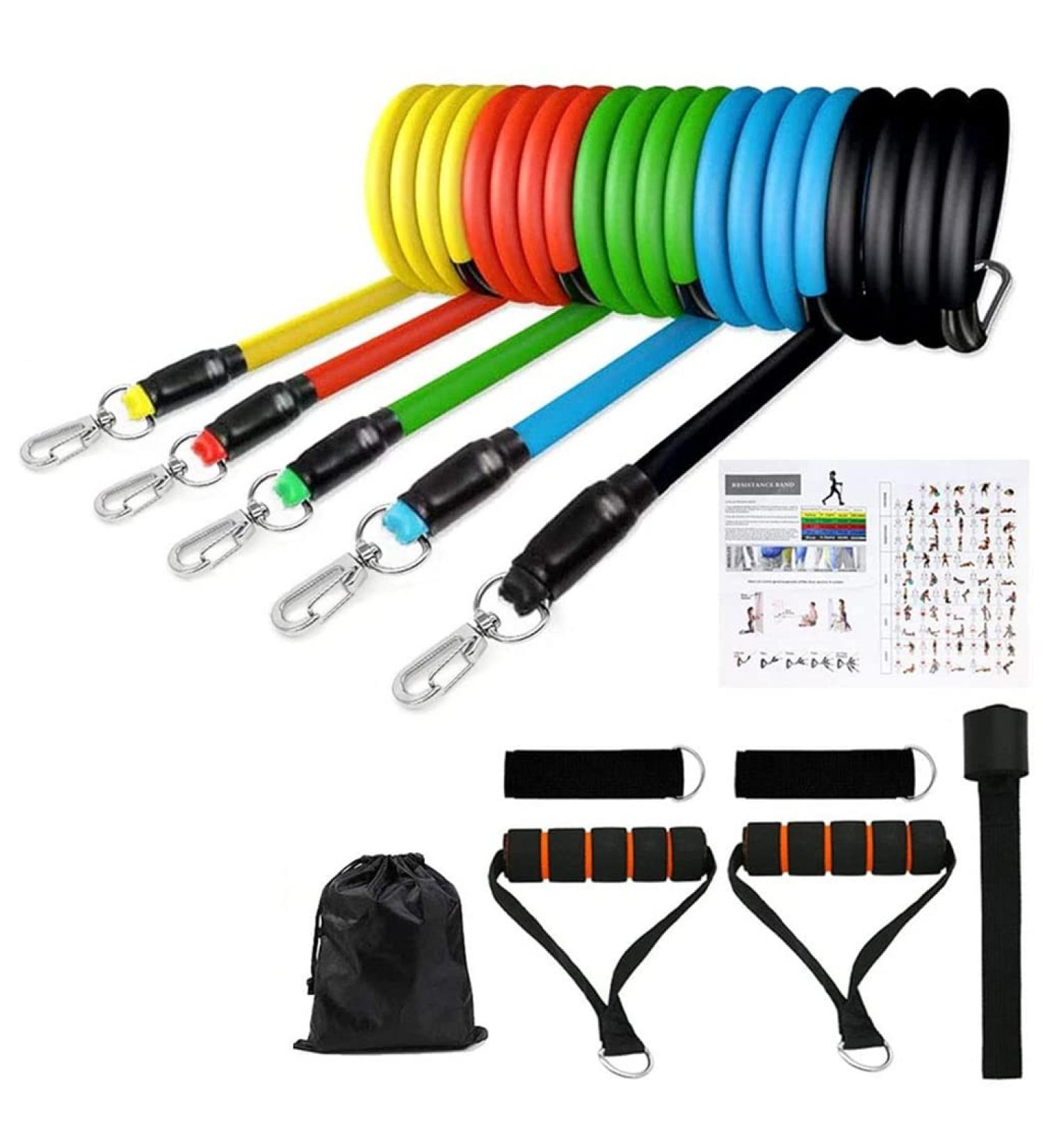 Buy Resistance Bands Set with Door Anchor & Ankle Straps | Perfect for Home Workouts & Resistance Training - International Shipping Available - Buy Online on GoSupps.com