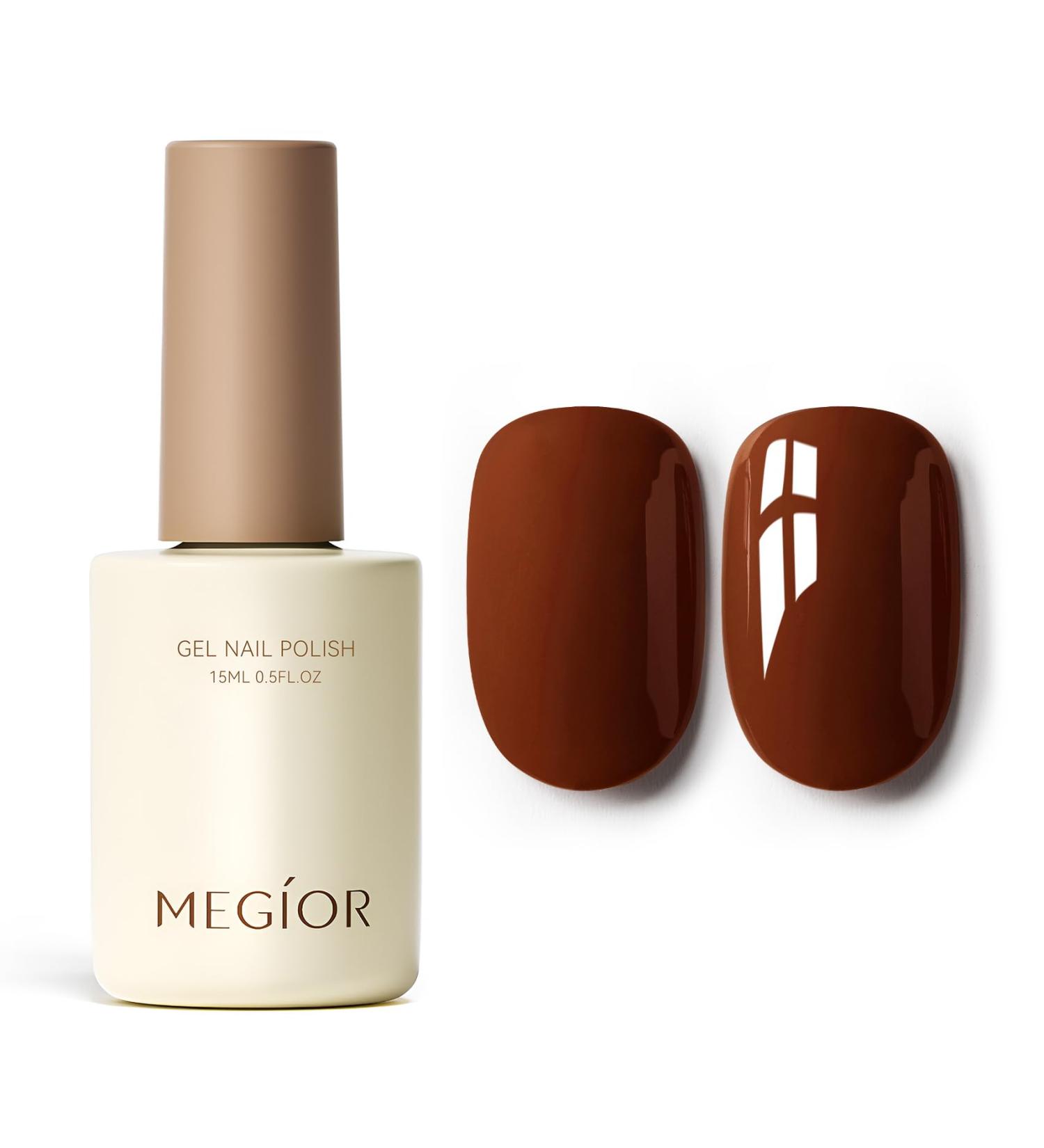 MEGIOR Brown Gel Nail Polish 15ml Chestnut Gel Polish High Gloss Soak Off UV LED Nail Gel Polish for Nail Art Manicure Salon DIY Home Gift for Girls Seal Brown - Buy Online on GoSupps.com