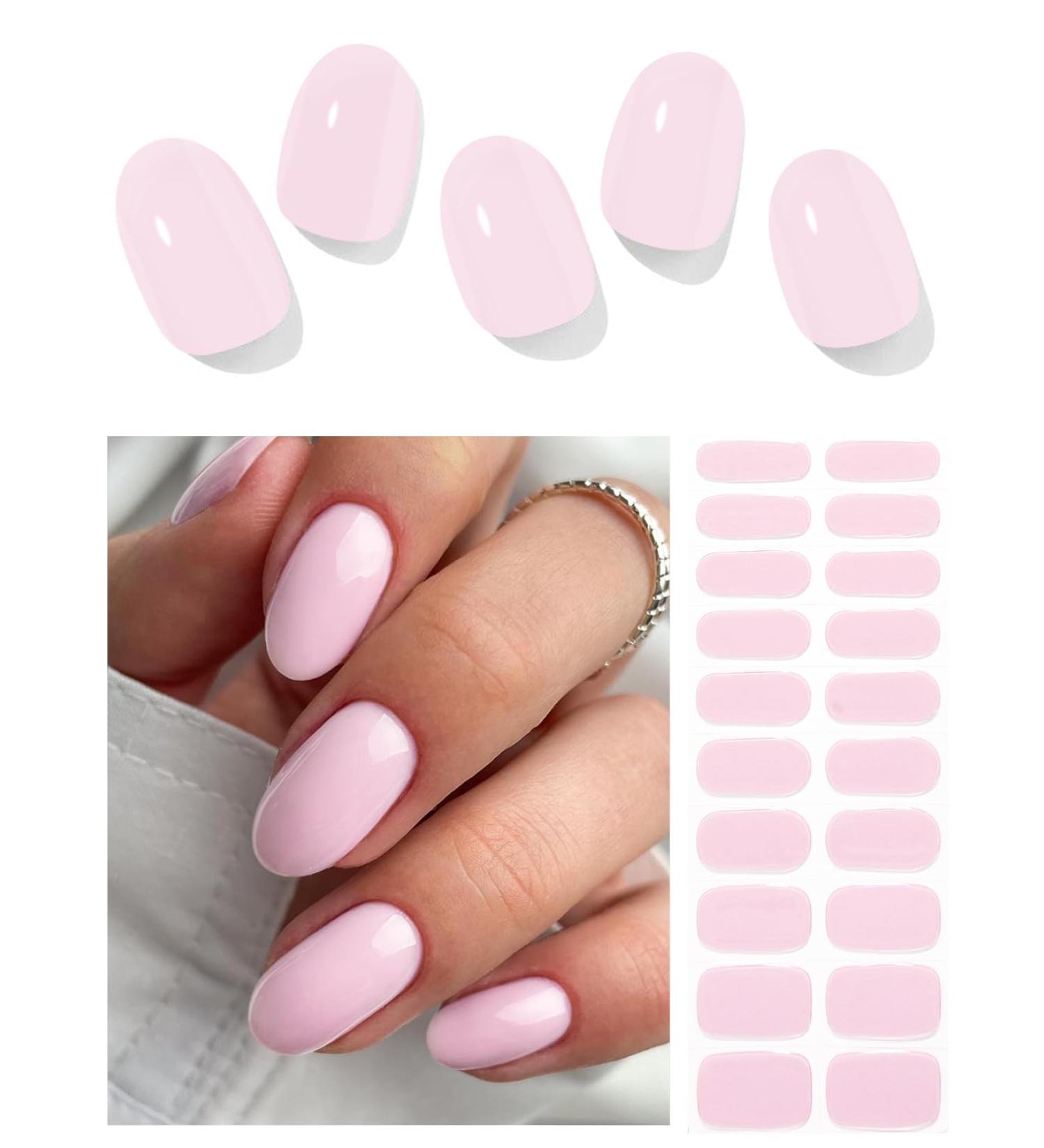 Buy Semi Cured Gel Nail Strips - Pale Pink | 20 PCS Gel Nail Stickers | Salon Quality & Easy Application | UV Light Required - Buy Online on GoSupps.com