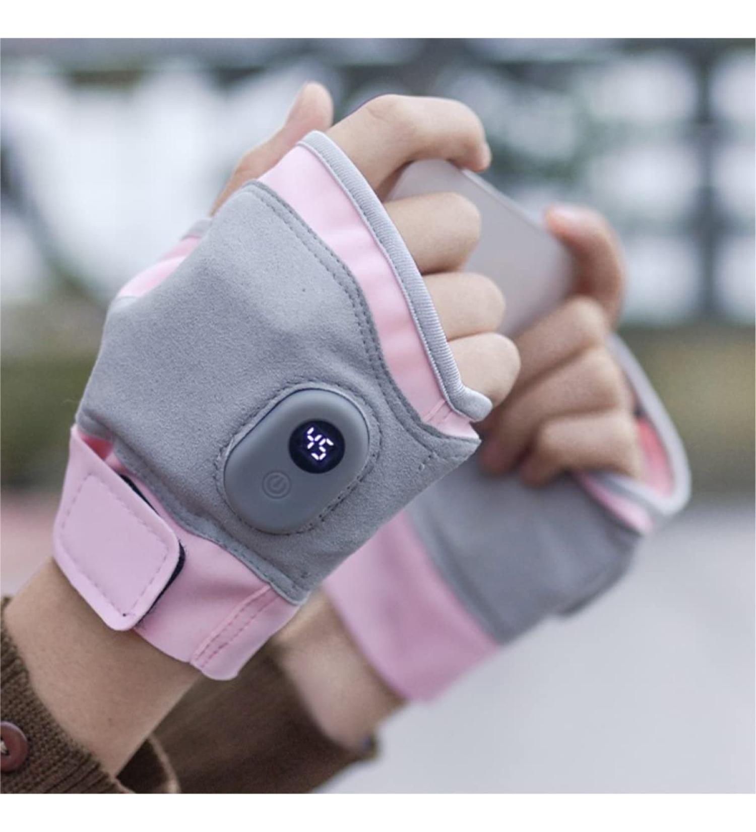 Electric Rechargeable Fingerless Heating Gloves - Cordless Hand Warmer for Indoor/Outdoor Use - Pink - Buy Online on GoSupps.com