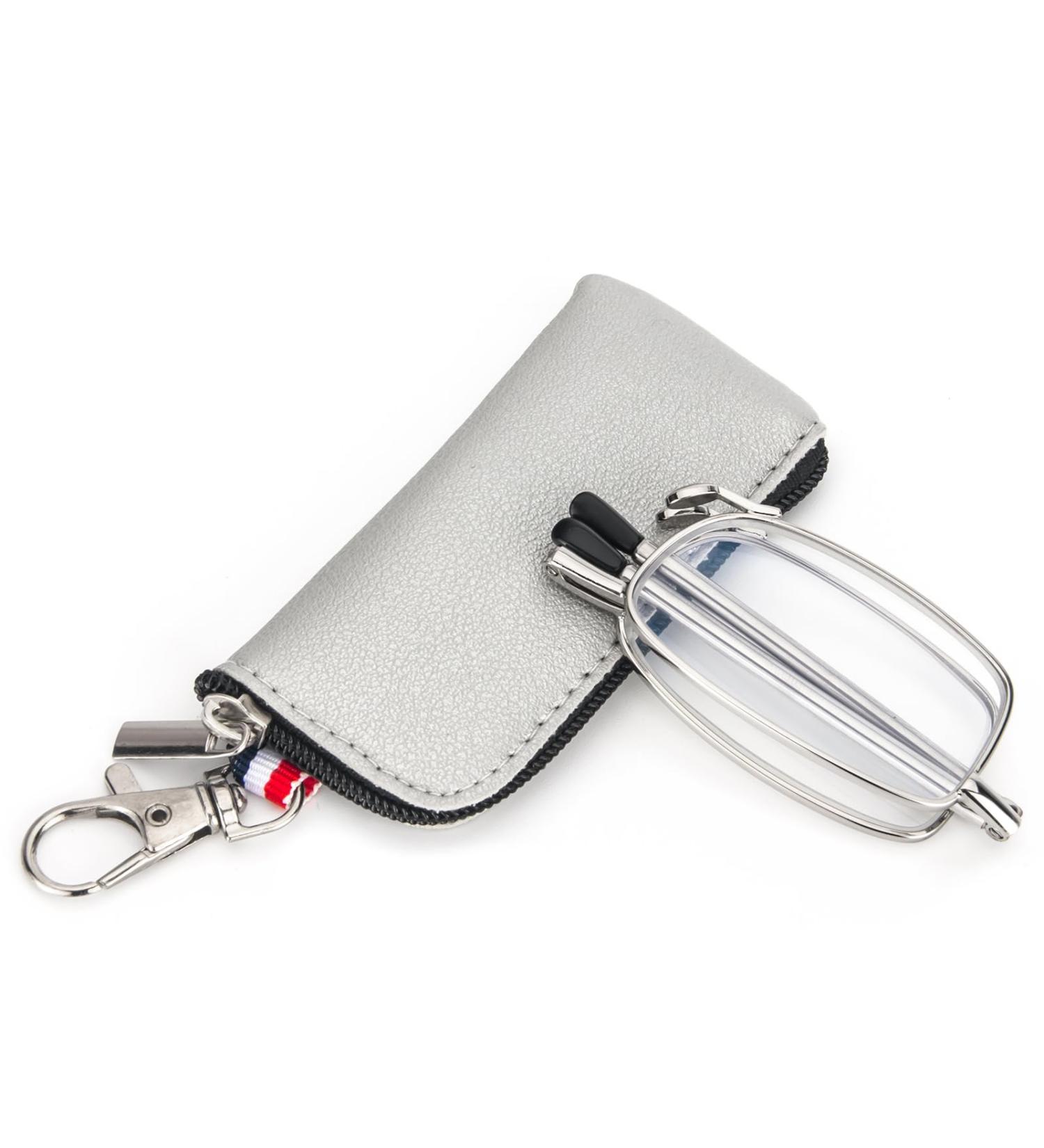MMOWW Foldable Reading Glasses for Men & Women - Telescopic Mini Anti Blue Light Glasses (+3.5 Silver) - Zipper Keychain Trailer - Buy Online on GoSupps.com