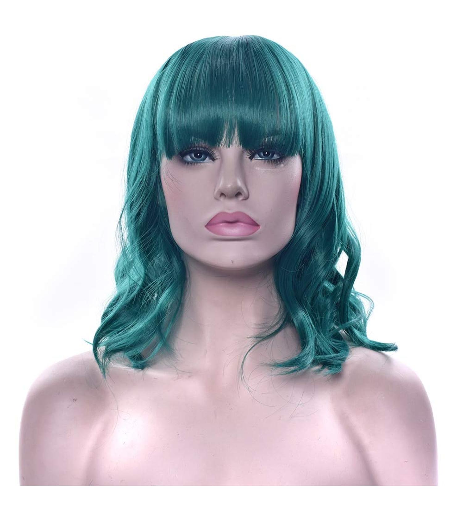 LFMDJF Synthetic Hair Curly Gray Hair Wig Heat Resistance Fiber Brown Black White Party Hair Wigs for Women 14inches RED BD