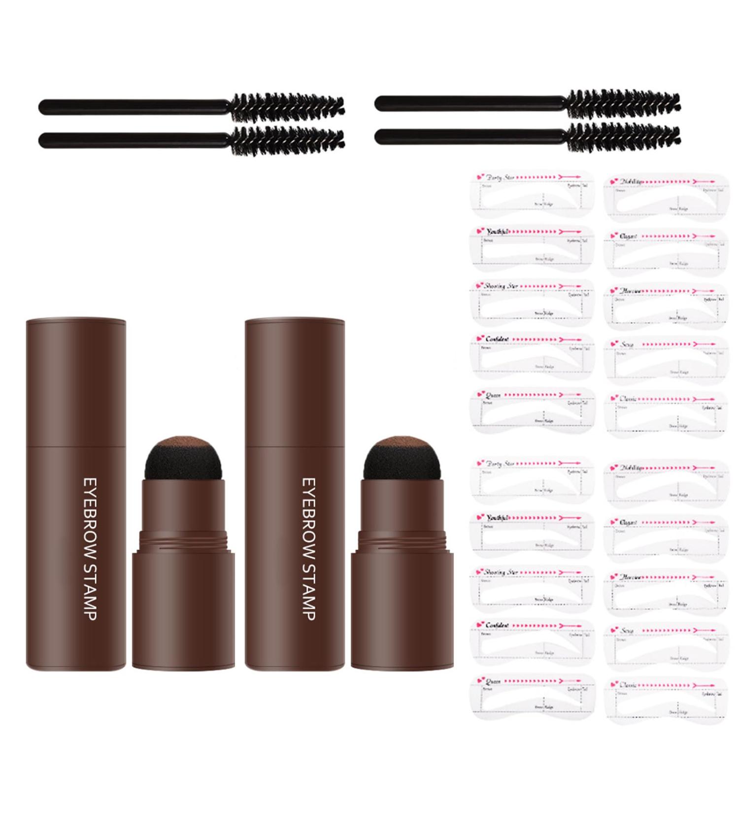 LXZJJM Eyebrow Stamp Stencil Kit - Long-lasting Smudge-free Brow Makeup | Natural and Smooth Texture | Multifunctional | Includes 10 Brow Shapes & Stamps | Reusable eyebrow stencils (02 natural brown 2pcs) - Buy Online on GoSupps.com
