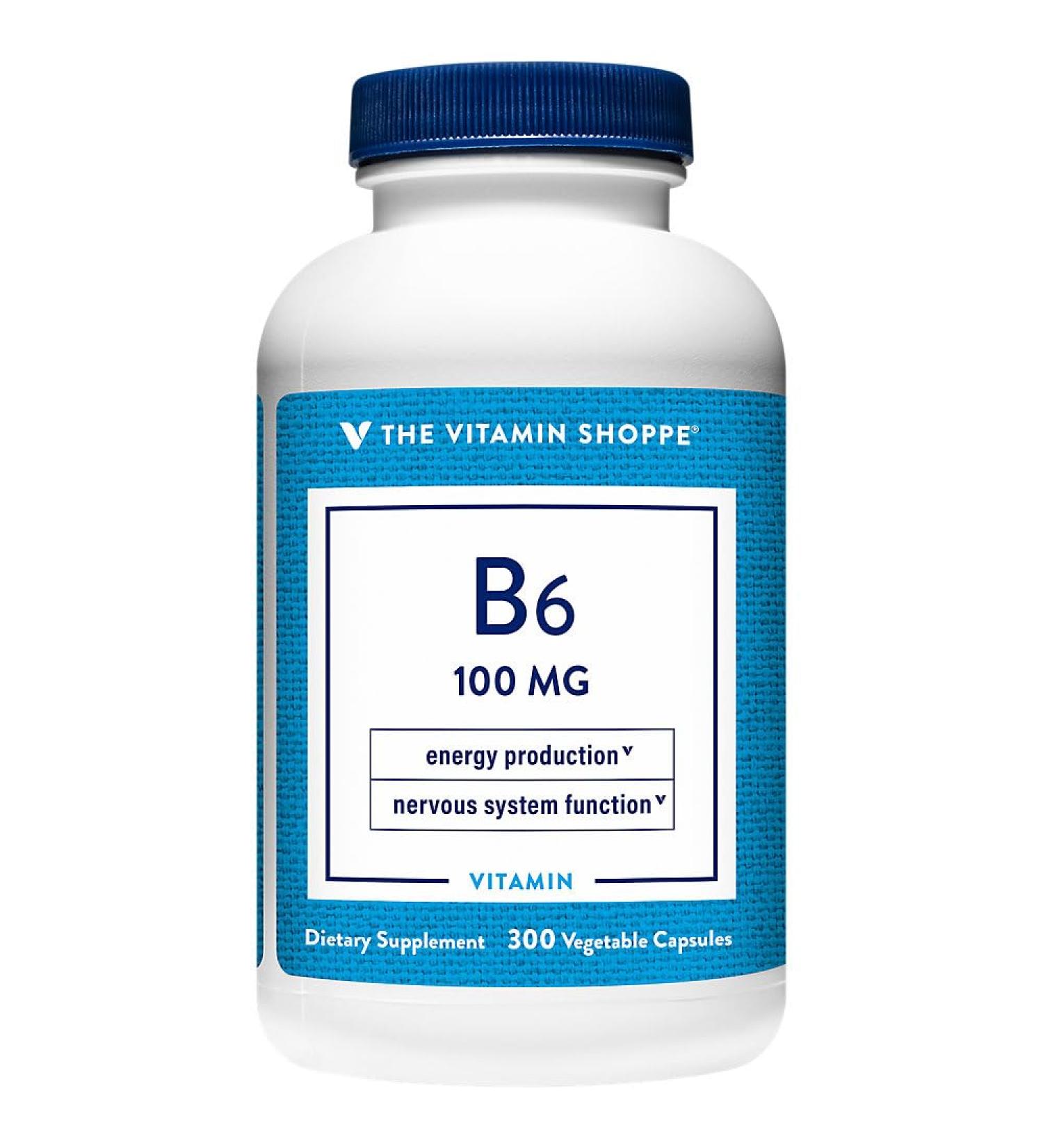 The Vitamin Shoppe Vitamin B6 100mg - Energy Metabolism & Brain Function | Pyridoxine HCL | 300 Veggie Capsules | Gluten-Free Non-GMO 300 Count (Pack of 1) - Buy Online on GoSupps.com