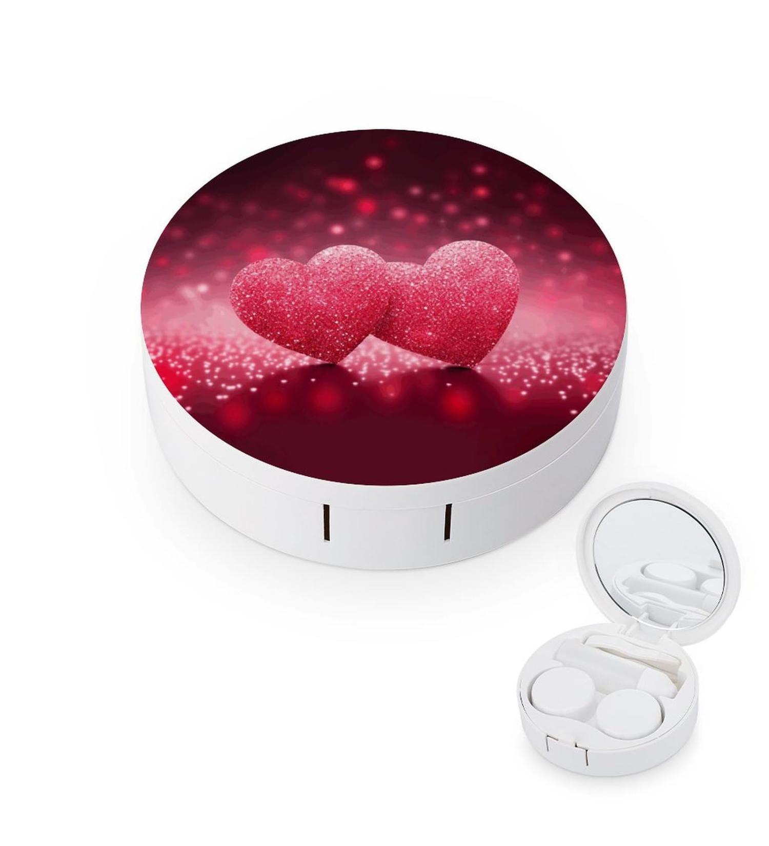 Red Heart Print Contact Lens Case - Plastic Travel Box for Contact Lens Care - Buy Online on GoSupps.com