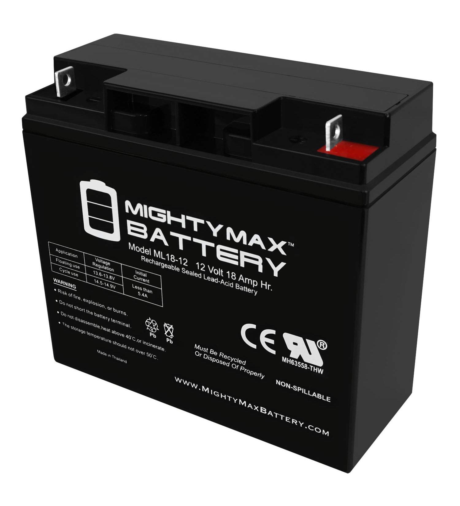 Mighty Max Battery ML18-12 - 12V 18AH SLA VRLA Rechargeable Battery for Booster PAC ES2500 - International Shipping Available - Buy Online on GoSupps.com
