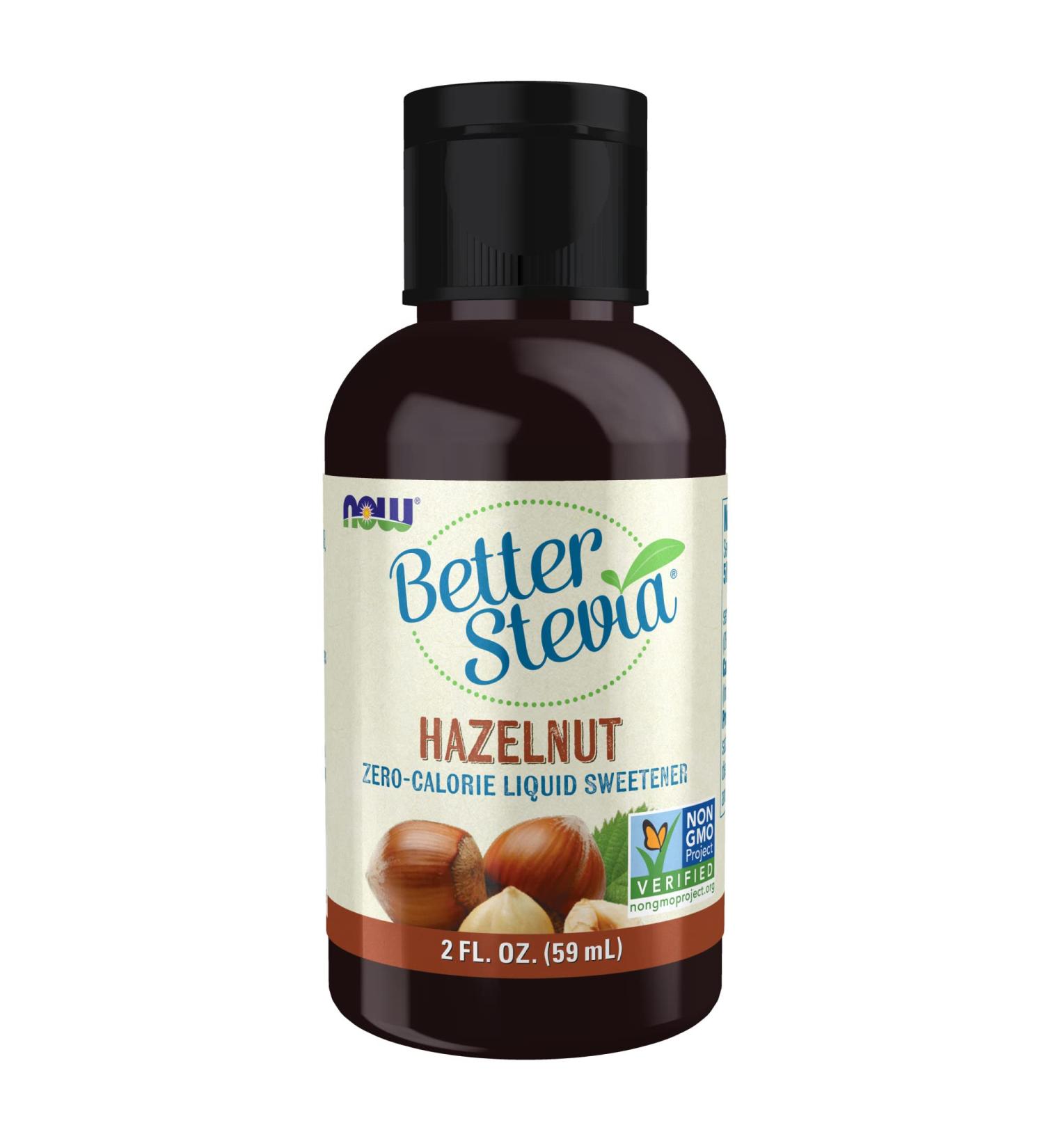 NOW Foods Better Stevia Liquid Hazelnut - Zero-Calorie Sweetener - Non-GMO - 2 oz - Buy Online on GoSupps.com