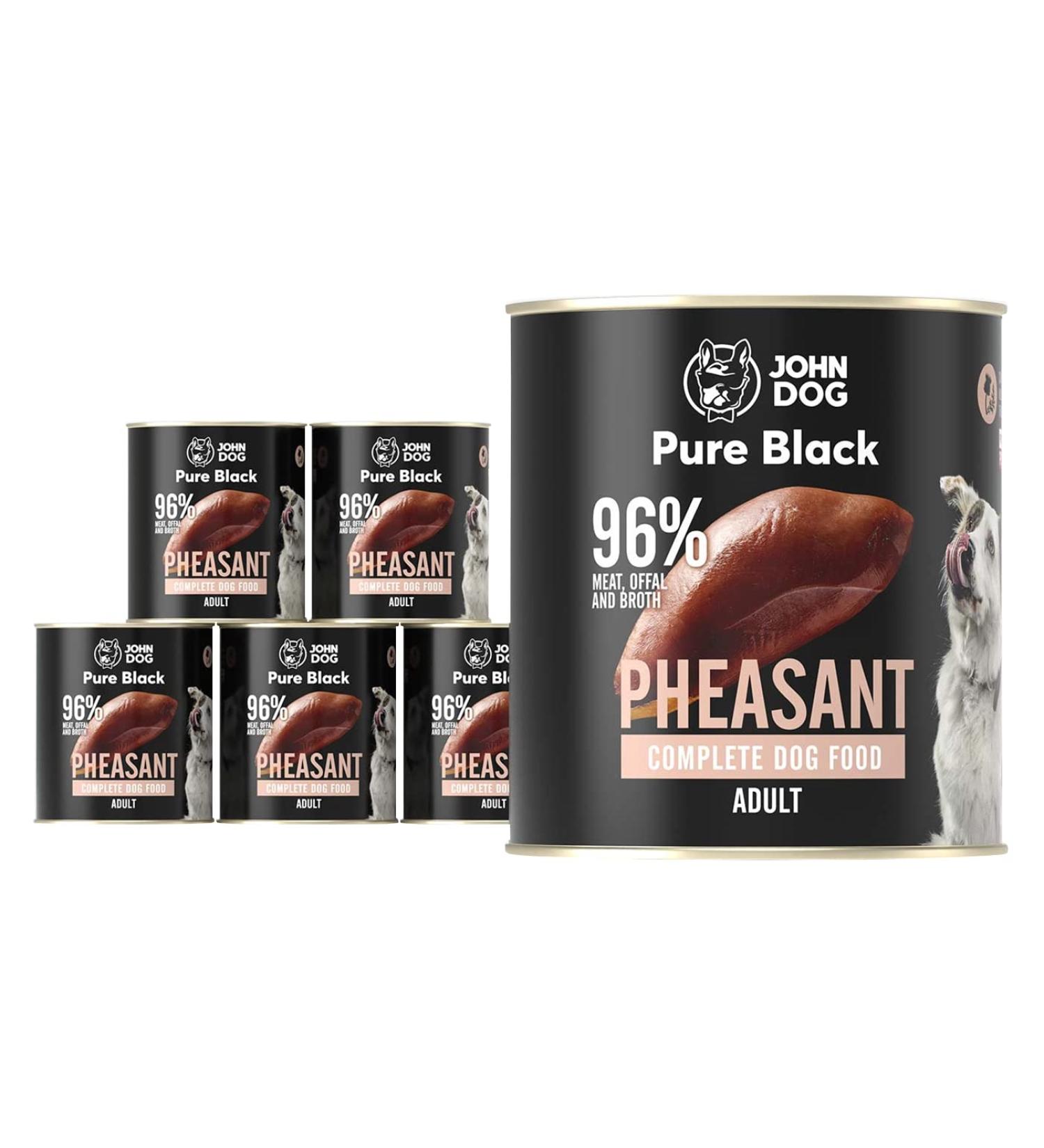 JOHN DOG Pure Black Fasan wet dog food 6 x 800 g For dogs prone to allergies Grain-free dog food with 96% meat and offal For adult dogs of all ages - Buy Online on GoSupps.com