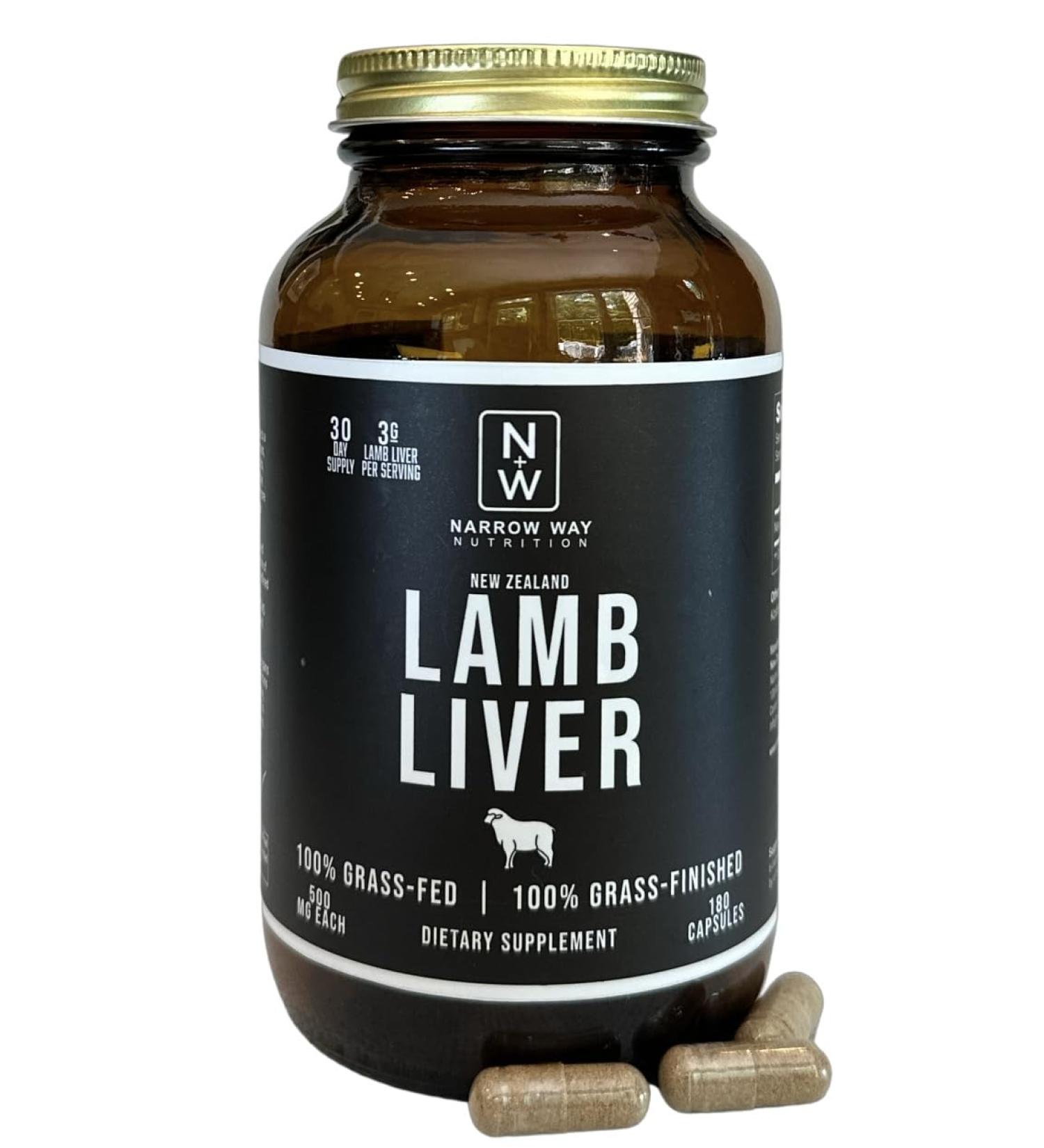 Narrow Way Nutrition - Lamb Liver Regeneratively Raised in New Zealand (180 Capsules) 100% Grass-Fed & 100% Grass-Finished 30 Day Supply at 6 Capsules Daily (Kosher Bovine Gelatin Capsules) - Buy Online on GoSupps.com