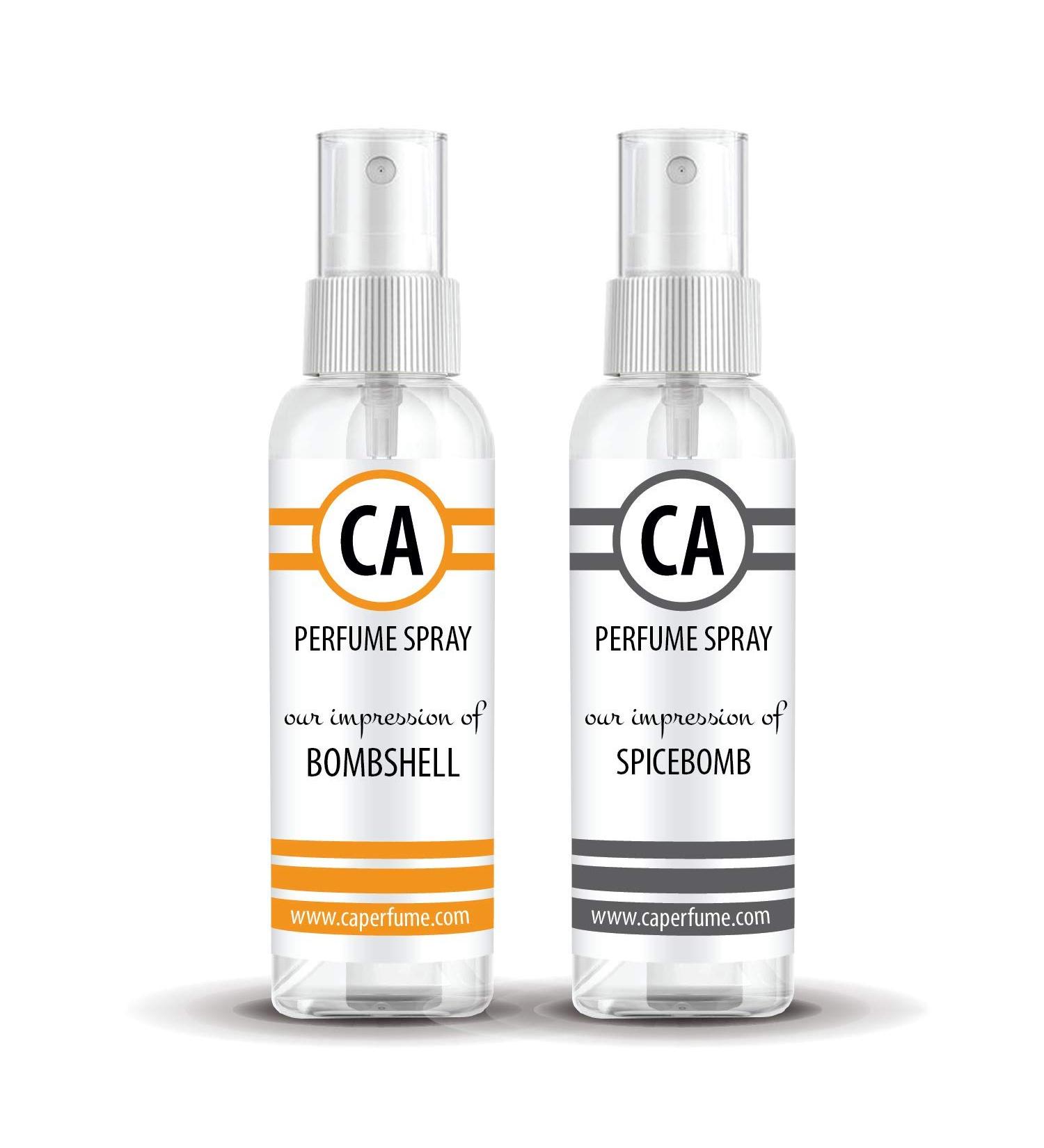 CA Perfume Impression of (Bombshell + Spicebomb) Travel Size Sample Fragrance Refillable Atomizer Long Lasting Eau de Parfum (Cologne) Sprayer / 2 Fl Oz/ 60 ml Bombshell + Spicebomb Impression - Buy Online on GoSupps.com