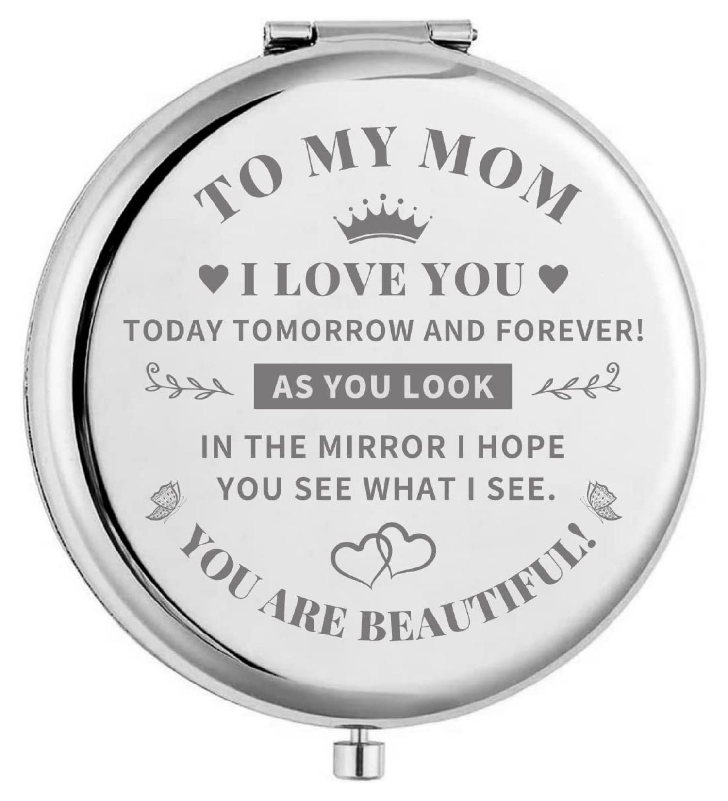 KUKEYIEE Engraved Travel Makeup Mirror for Mom - Pocket Cosmetic Compact Gift for Mother's Day, Birthday, Christmas - Buy Online on GoSupps.com