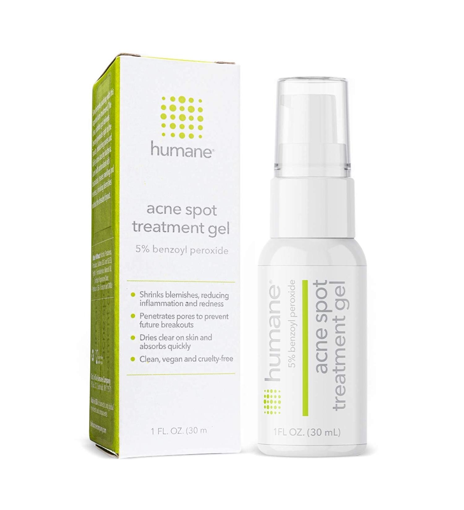Humane Acne Spot Treatment Gel - 5% Benzoyl Peroxide for Blemish Relief - Aloe Vera and Licorice Root Extract - Vegan & Cruelty-Free - 1 Fl OZ - Buy Online on GoSupps.com