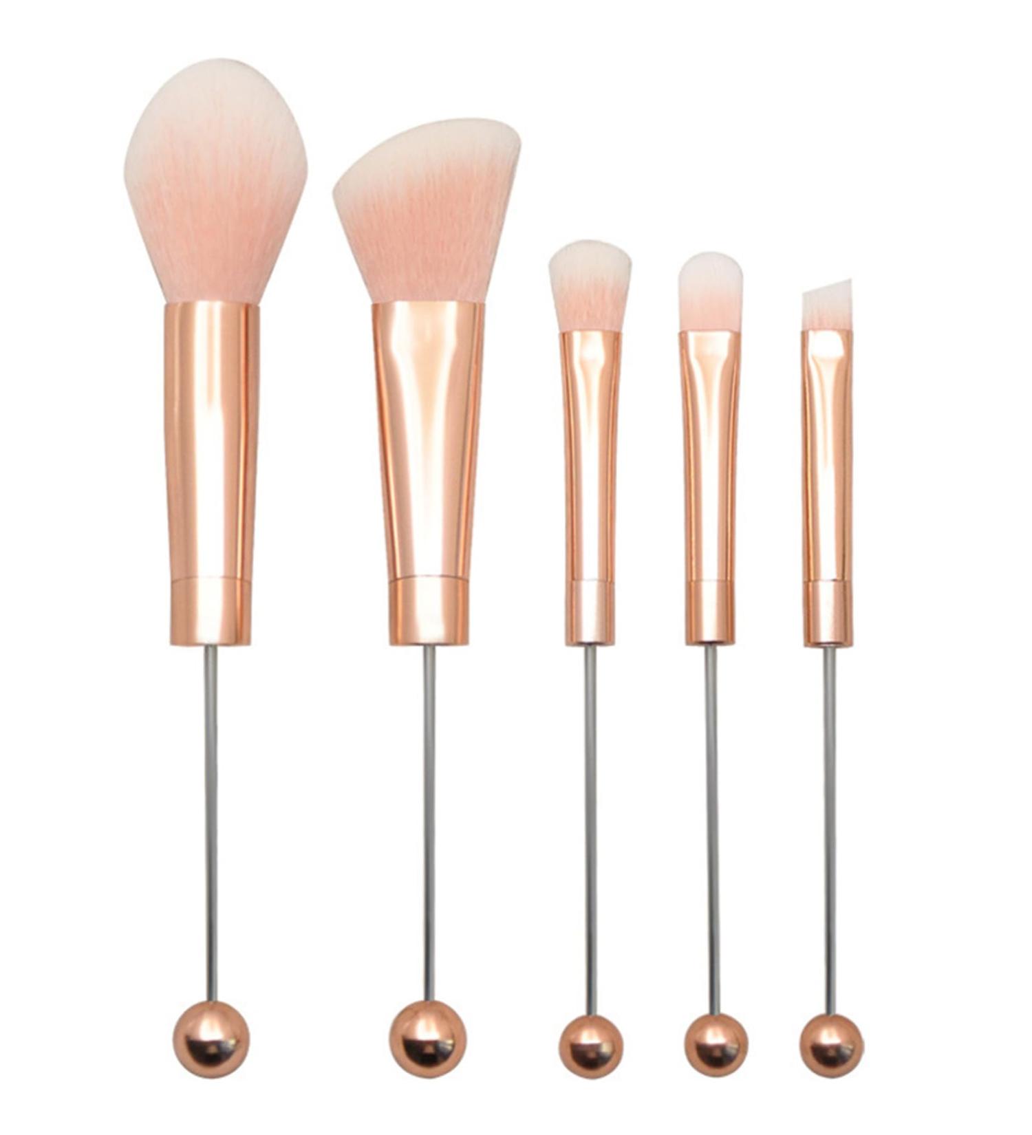 Beaded Rose Gold Eyeshadow Brush Set for Women | DIY Faux Fiber Makeup Brushes for Eyeshadow Concealer & Eyebrow Contour - Buy Online on GoSupps.com