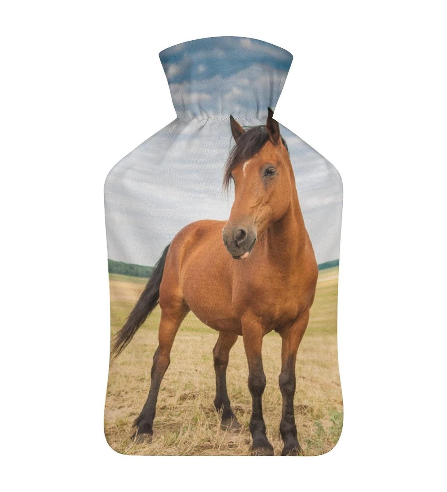 Sky Horse Hot Water Bottle with Plush Cover - Ideal Bed Warmer for Adults & Kids - 26.5x15.3cm - International Shipping Available - Buy Online on GoSupps.com