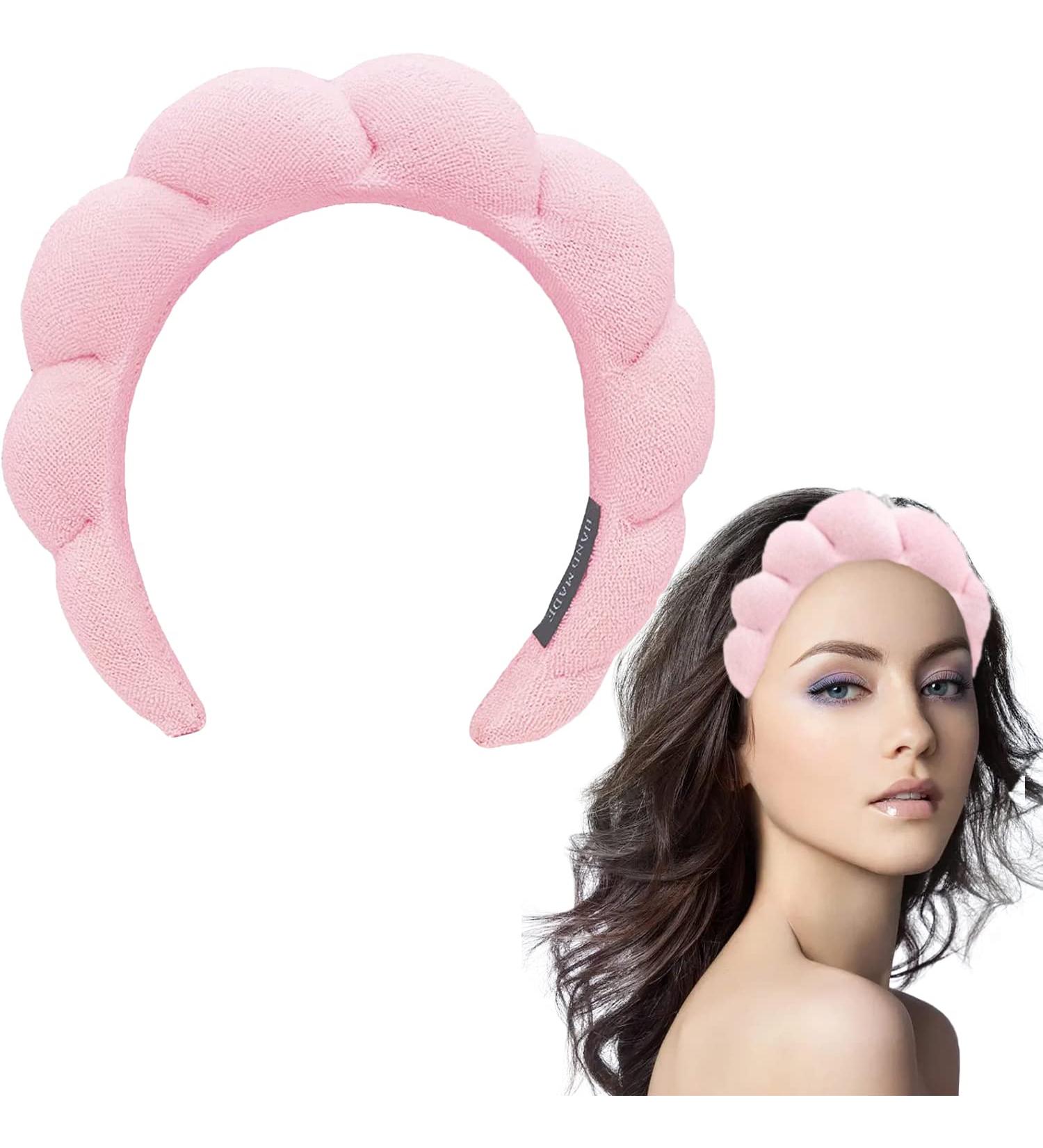 SPA Headband for Women - Bubble Headband for Skincare and Makeup - Terry Cloth Headband (Pink) - Buy Online on GoSupps.com