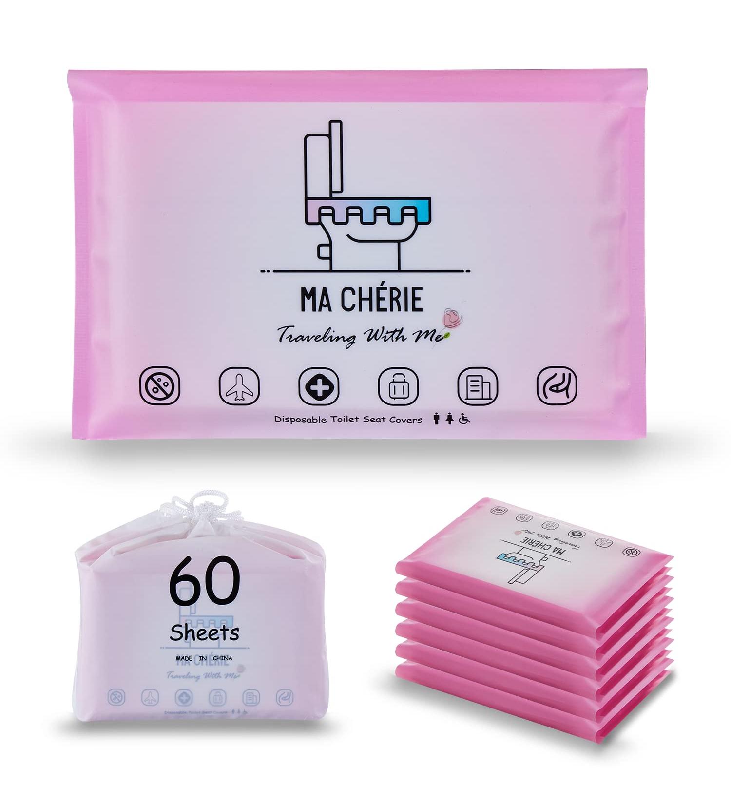 Ma Chrie Disposable Toilet Seat Cover 60 Pcs - Extra Large, Flushable, Travel & Pocket Size - Buy Online on GoSupps.com